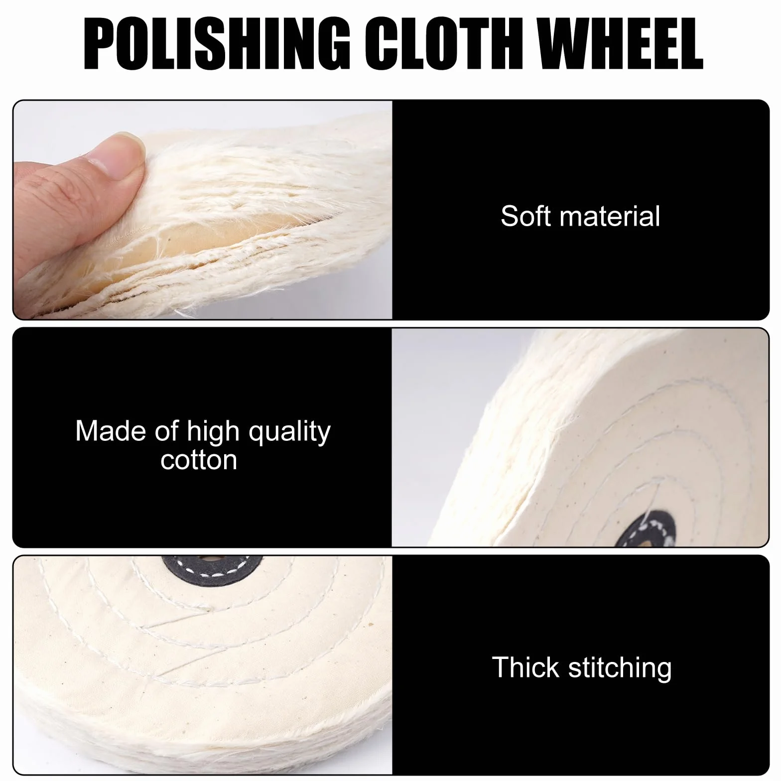 Bawełniany krążek polerski 15 cm, otwór 1/2", spiralnie szyty, do szlifierek