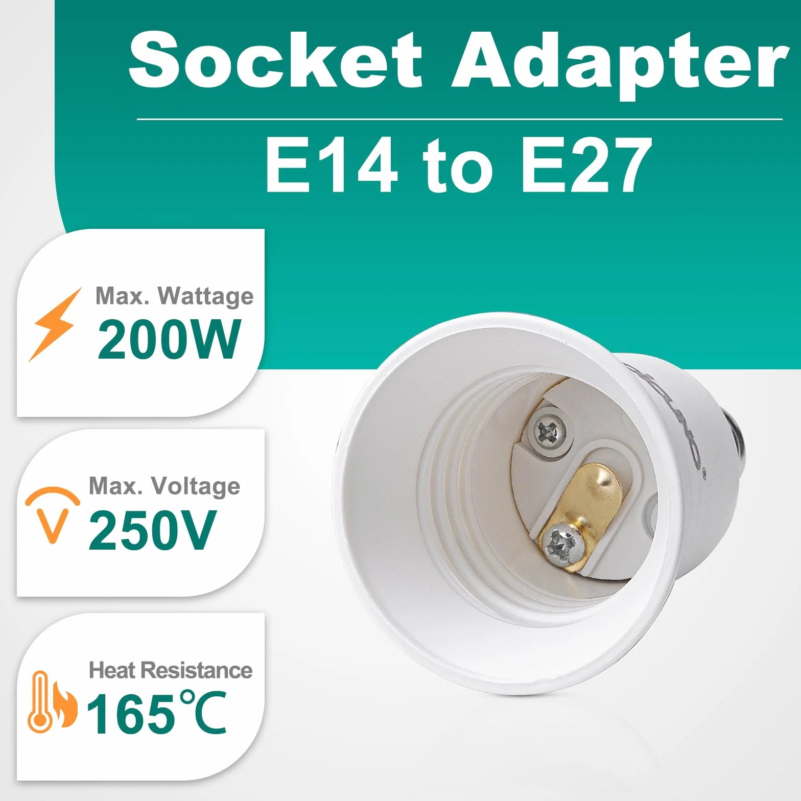 DiCUNO Adapter E14 na E27, konwerter cokołu lampy, mała na dużą oprawkę Edisona, E14 do E27, odporny na wysokie temperatury, do lamp LED, żarówek i żarówek CFL, 2 sztuki w opakowaniu