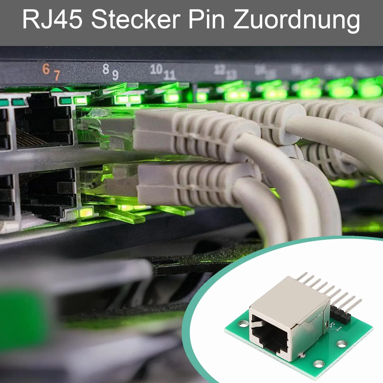 GERUI 7 sztuk wtyków RJ45 Breakout Board 8-pin Headers Network Port poziomy adapter płytka testowa z płytką PCB (gniazdo poziome)