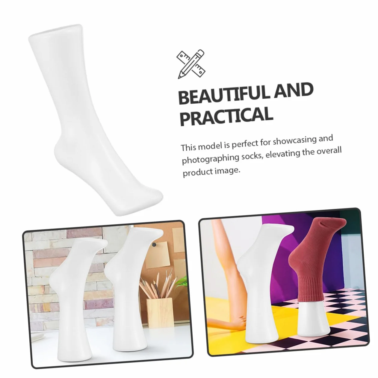 Thick Plastic Fake Foot Model for Sock Display Stable Female Mannequin Foot Prop Realistic Proportions for Shop And Store Use