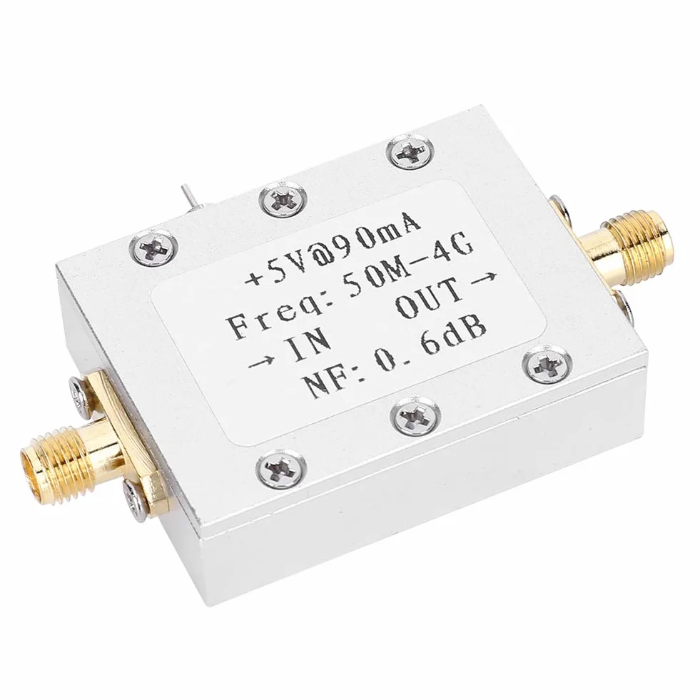Wzmacniacz o niskim poziomie hałasu, moduł radia Ham wzmacniacz RF z typowym szumem 0,6 dB wzmacniaczem radiowym LNA do 50 M-4 GHz NF=0,6 dB RF FM HF VHF/UHF radio szynowe -110 dBm 1 szt.