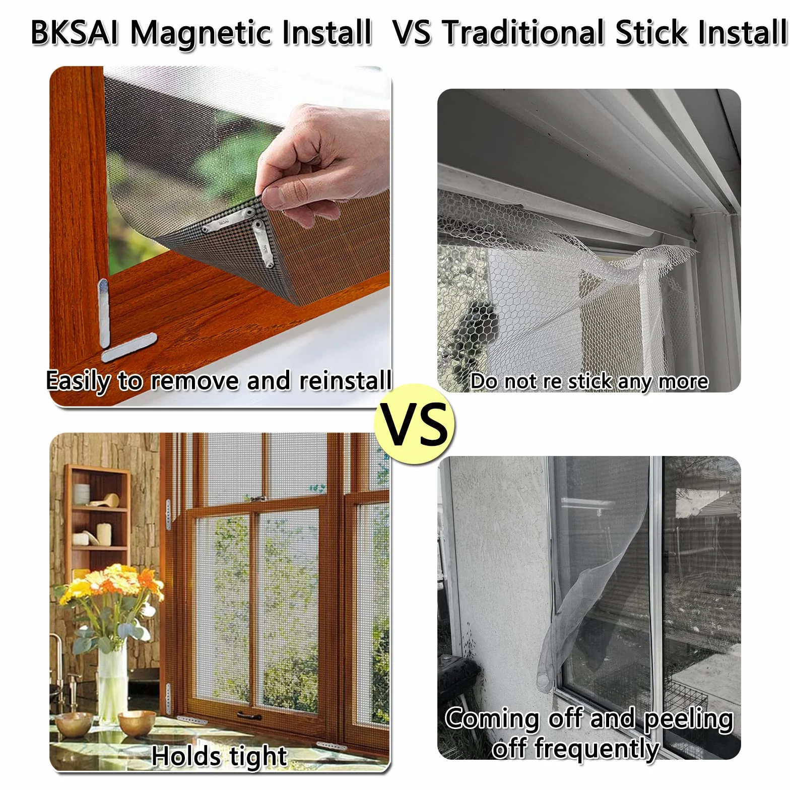BKSAI Magnesy na moskitierę, zapięcie magnetyczne, do użytku wewnątrz i na zewnątrz, zestaw magnesów bez wiercenia, do moskitiery, siatka chroniąca przed owadami (akcesoria do mocowania, akcesoria 12
