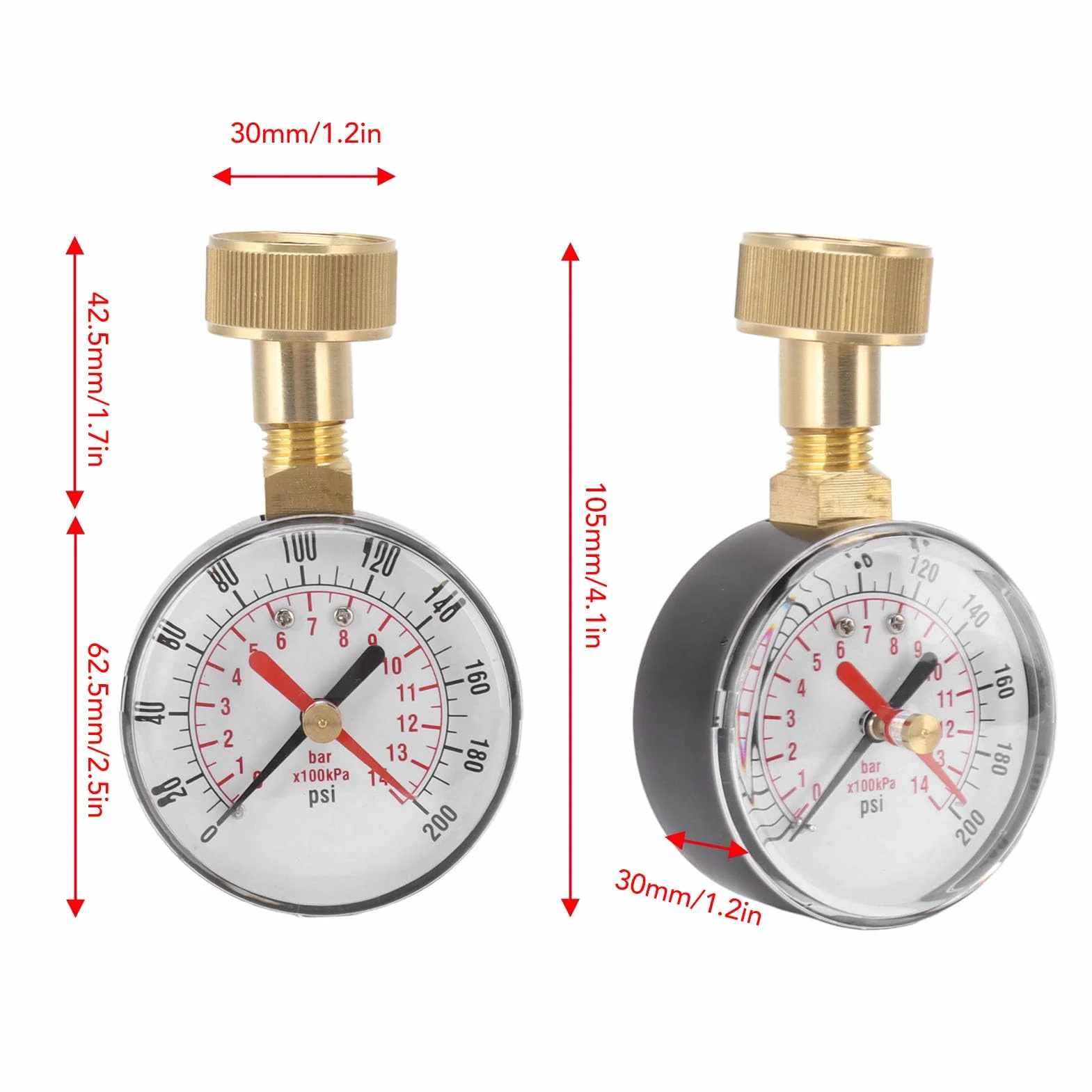 Manometr 0-200 Psi, Miernik Ciśnienia Wody ze Stopu Aluminium z żeńskim Gwintem Węża 3/4 do Wymiany w Celu Wymiany Domowej Wody Pitnej, Rura Domowa