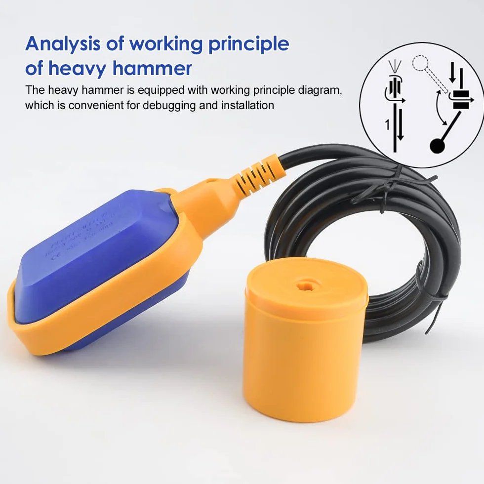 Aideepen 3 m kabel do regulatora poziomu wody, prostokątny przełącznik pływakowy AC 220 V-380 V