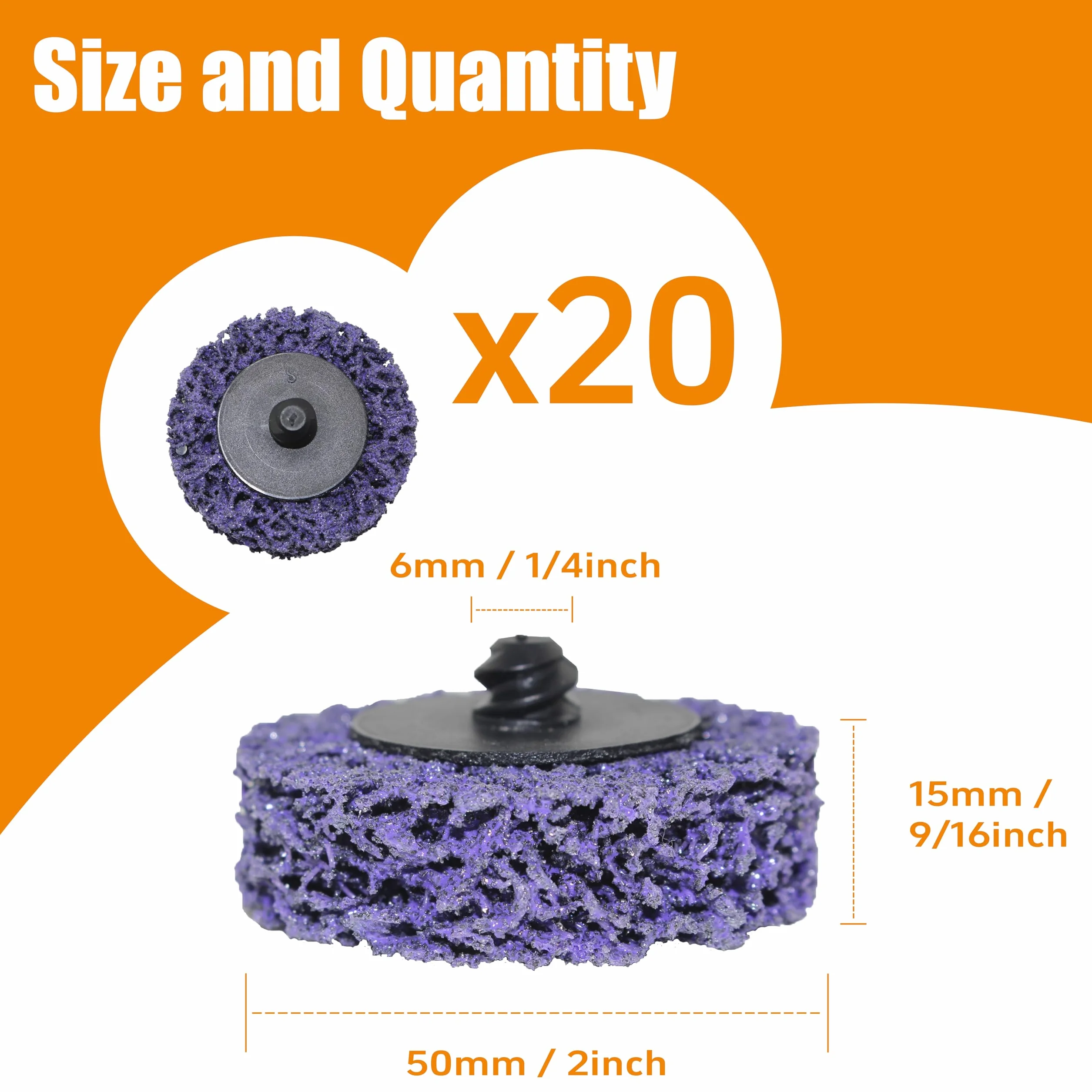 Merryland Tarcza Czyszcząca 50mm Farby Rdza Szlifierka Trzpieniowa, 50 mm Fioletowy Tarcza Szlifierska CSD, Tarcza CSD Dysk do Zdzierania Metal Stal Żelazo Stal 20 Sztuk, DGTA020C1