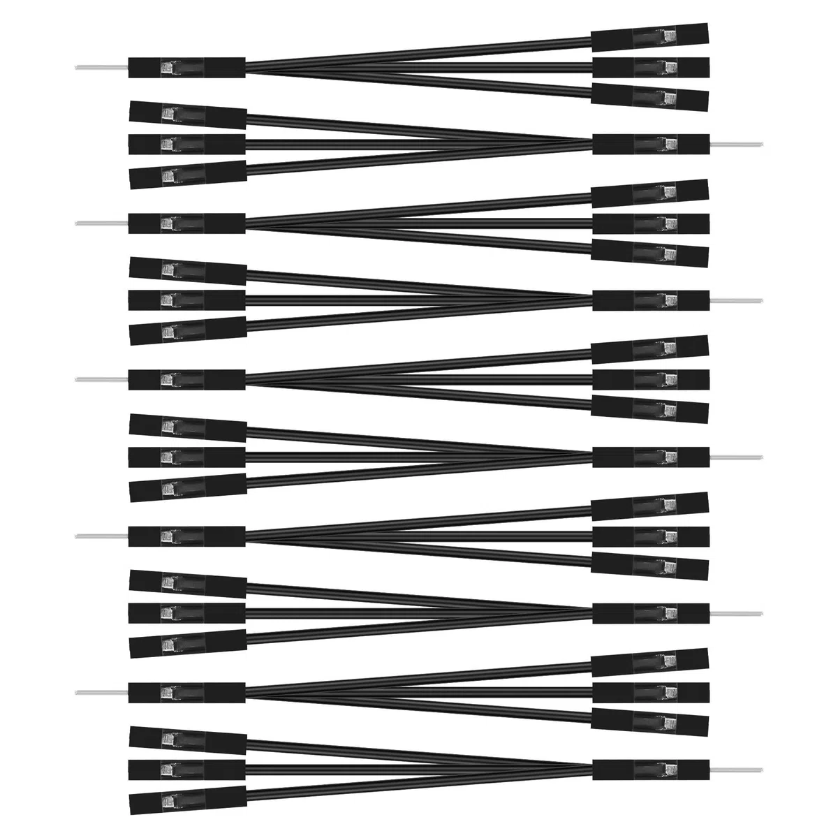 GINTOOYUN 10 szt. czarny kabel 1 do 3 Breadboard Jumper 28AWG 1 męski do 3 żeńskich 2,54 mm Terminal DuPont kabel do techniki płytek drukowanych, płyt głównych PC itp. (4,72 cala)