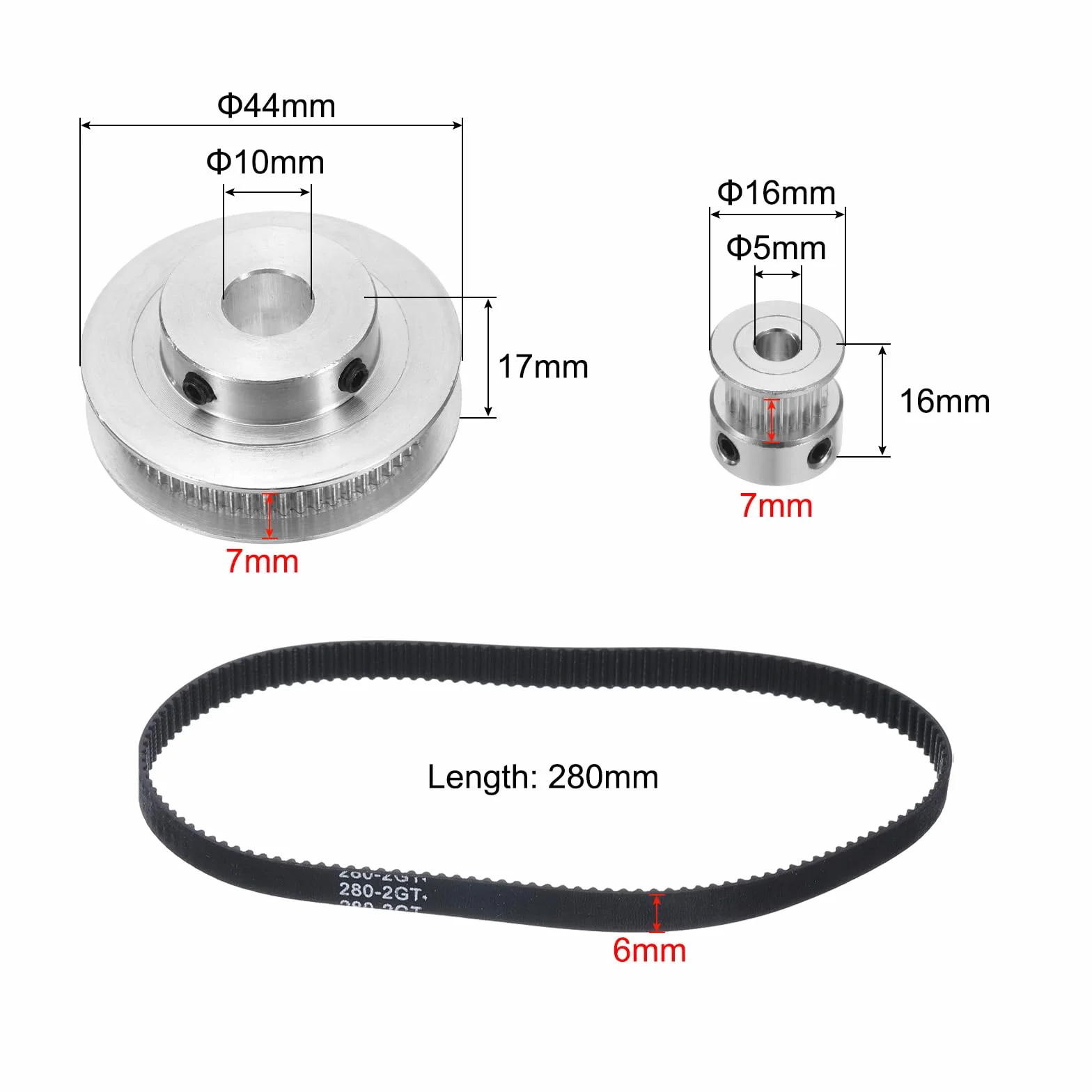 QUARKZMAN GT-2 koło synchroniczne 20 i 60 zębów 5&10 mm otwór, koło zębate ze stopu aluminium z paskiem 280x6 mm do drukarki 3D CNC