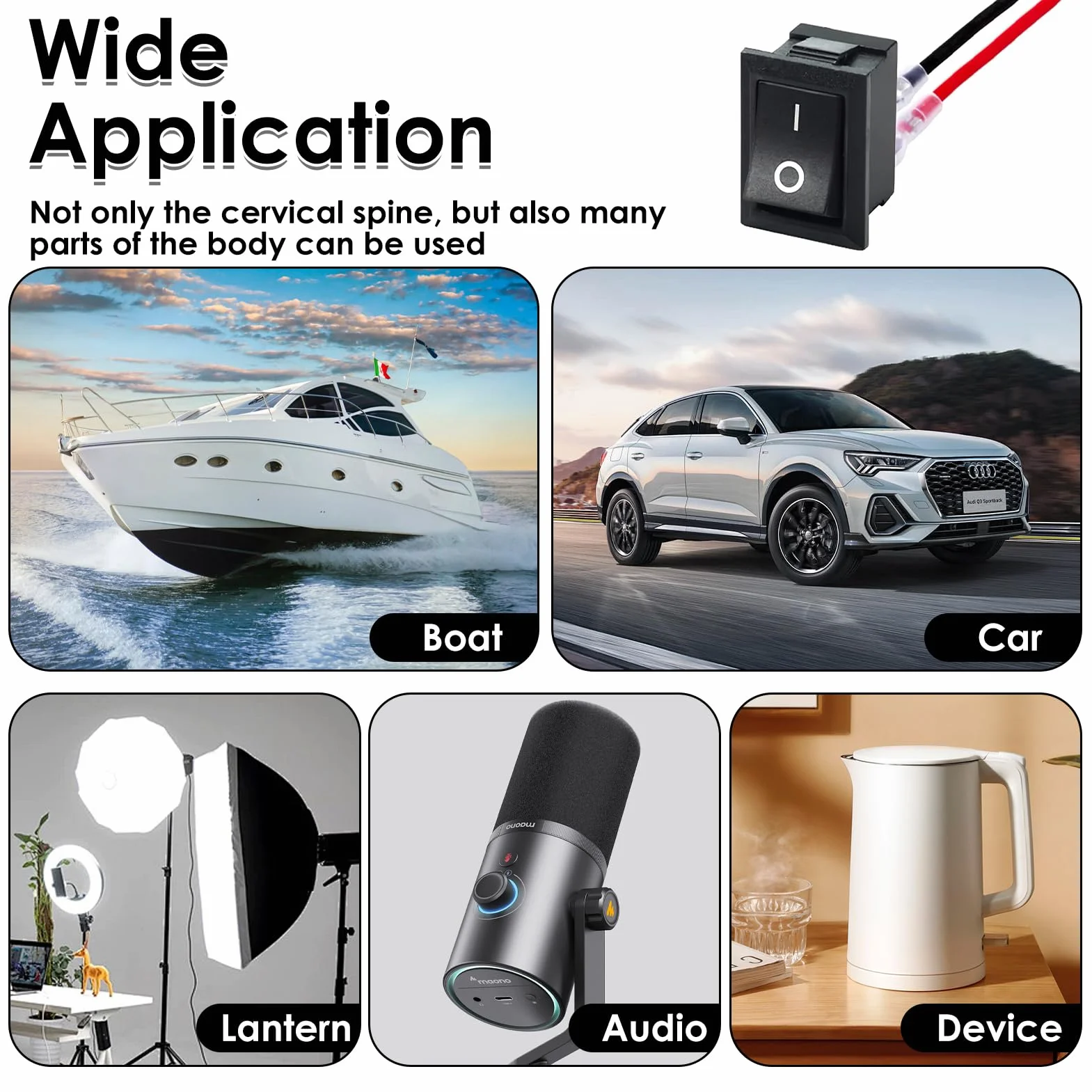 Mini przełącznik kołyskowy T85 z zaworem jednokierunkowym, przełącznik KCD1-101, 2-biegunowy SPST ON/OFF, obciążenie do 10 A/125 V i 6 A/250 V, zestawy kabli, do samochodów, łodzi i urządzeń