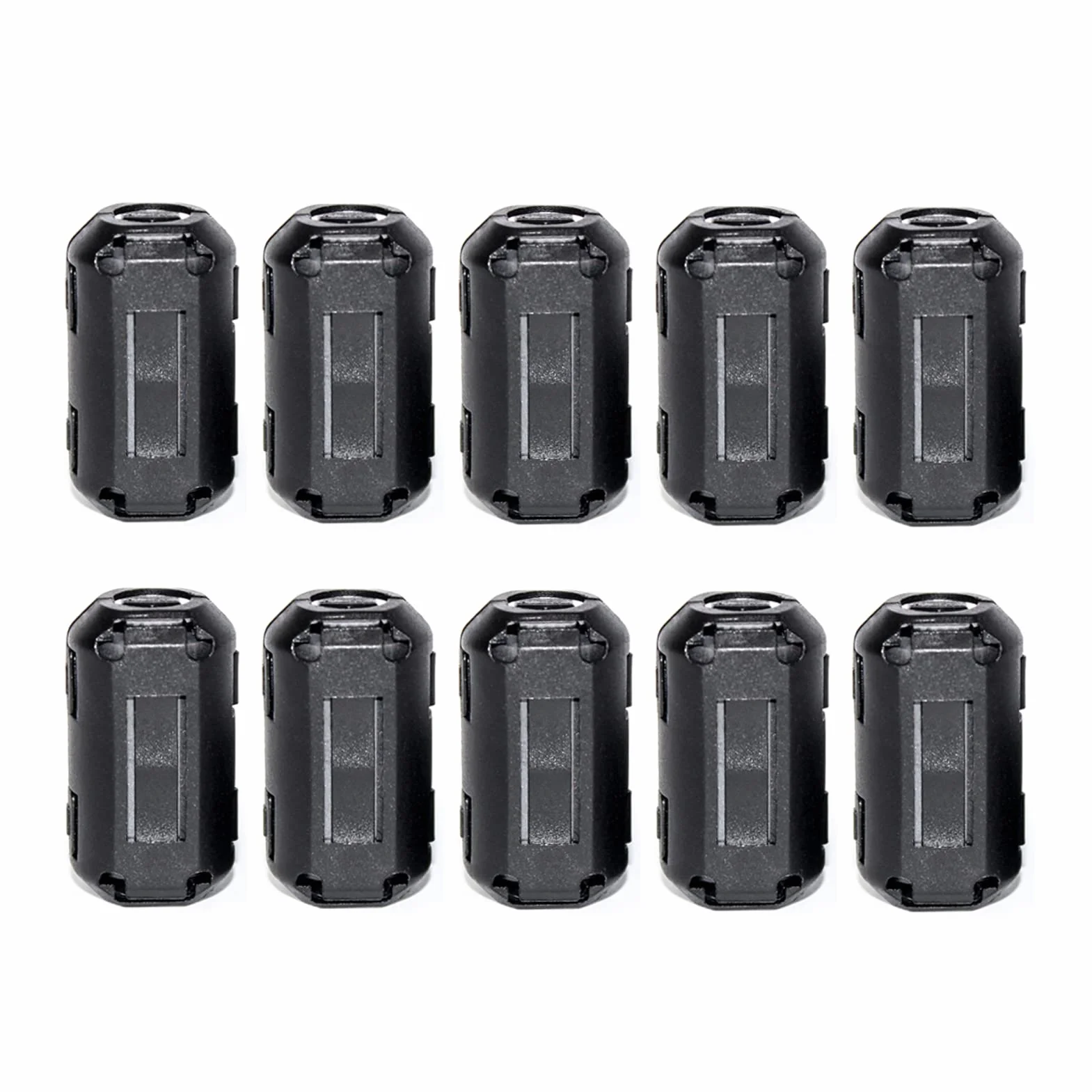 TOJOIN 10SZT Ferrite Bead Clip na Rdzeniu Ferrytowym Tłumik Zakłóceń RFI EMI Pierścienie Ferrytowe Klips Kablowy do Telefonu, Telewizora, głośnika, Radia USB, Sprzętu Audio Średnica Wewnętrzna 9 mm Czarny