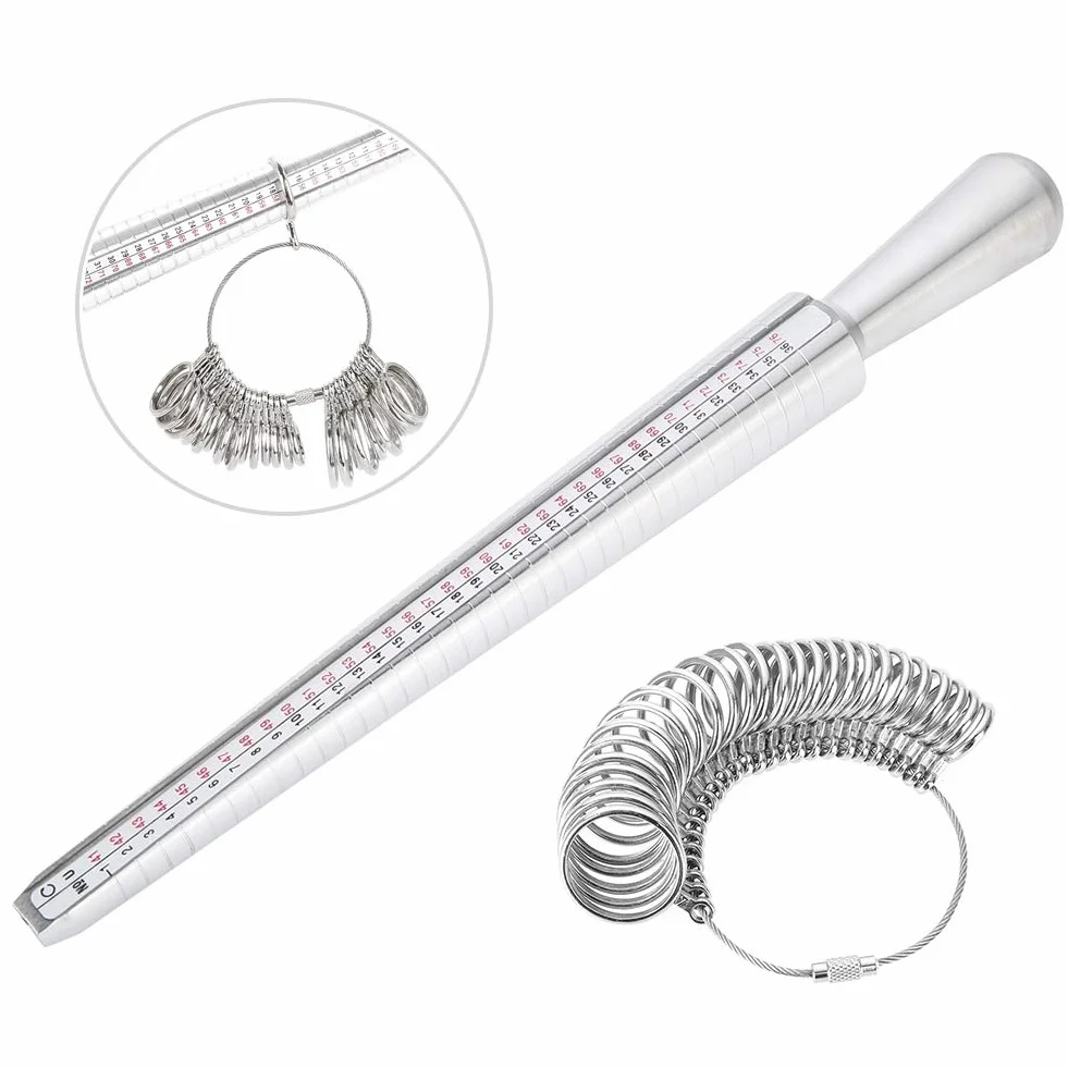 Pssopp Przyrząd do Pomiaru Rozmiaru Pierścionka, Metalowy trzpień do Obrączek DIY, Dokładny Rozmiar Brytyjski, łatwy w Użyciu Zestaw do Wyrobu Biżuterii do Szerokich Pierścionków