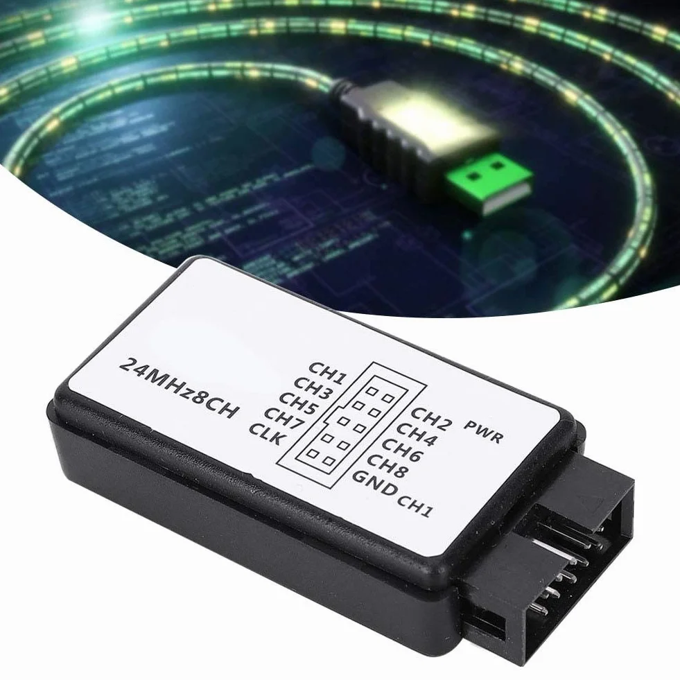 USB Logic Analyzer USB Logic Analyzer zestaw urządzeń Mini Digital Pocket Size 8-kanałowa pamięć wejściowa 24MHz