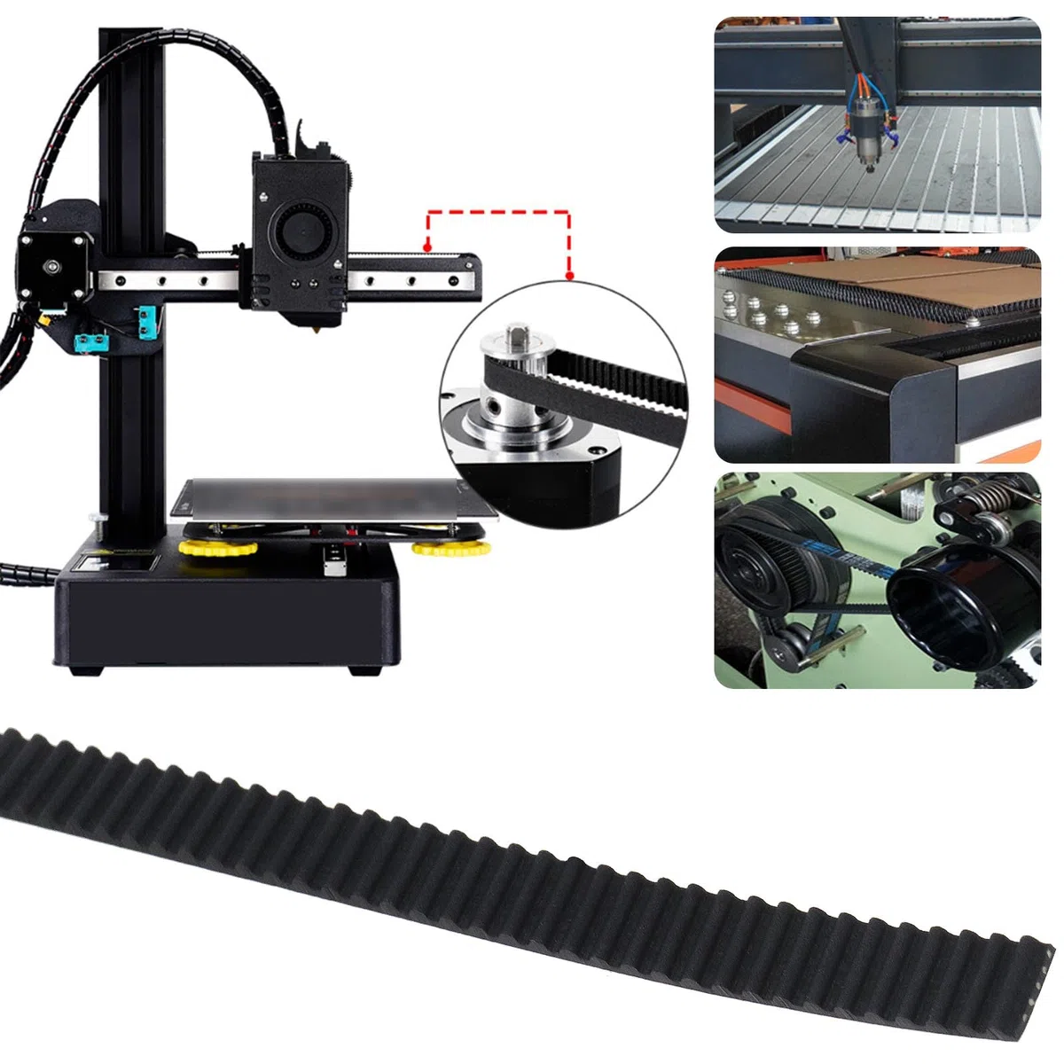 SG Store Otwarty pasek rozrządu 2GT 2 metry kompatybilny z drukarką 3 Ender 3 / Ender 3 V2 / Ender 3 Pro/Ender serii 5 skok 2 mm szerokość 6 mm z 4 mosiężnymi tulejami