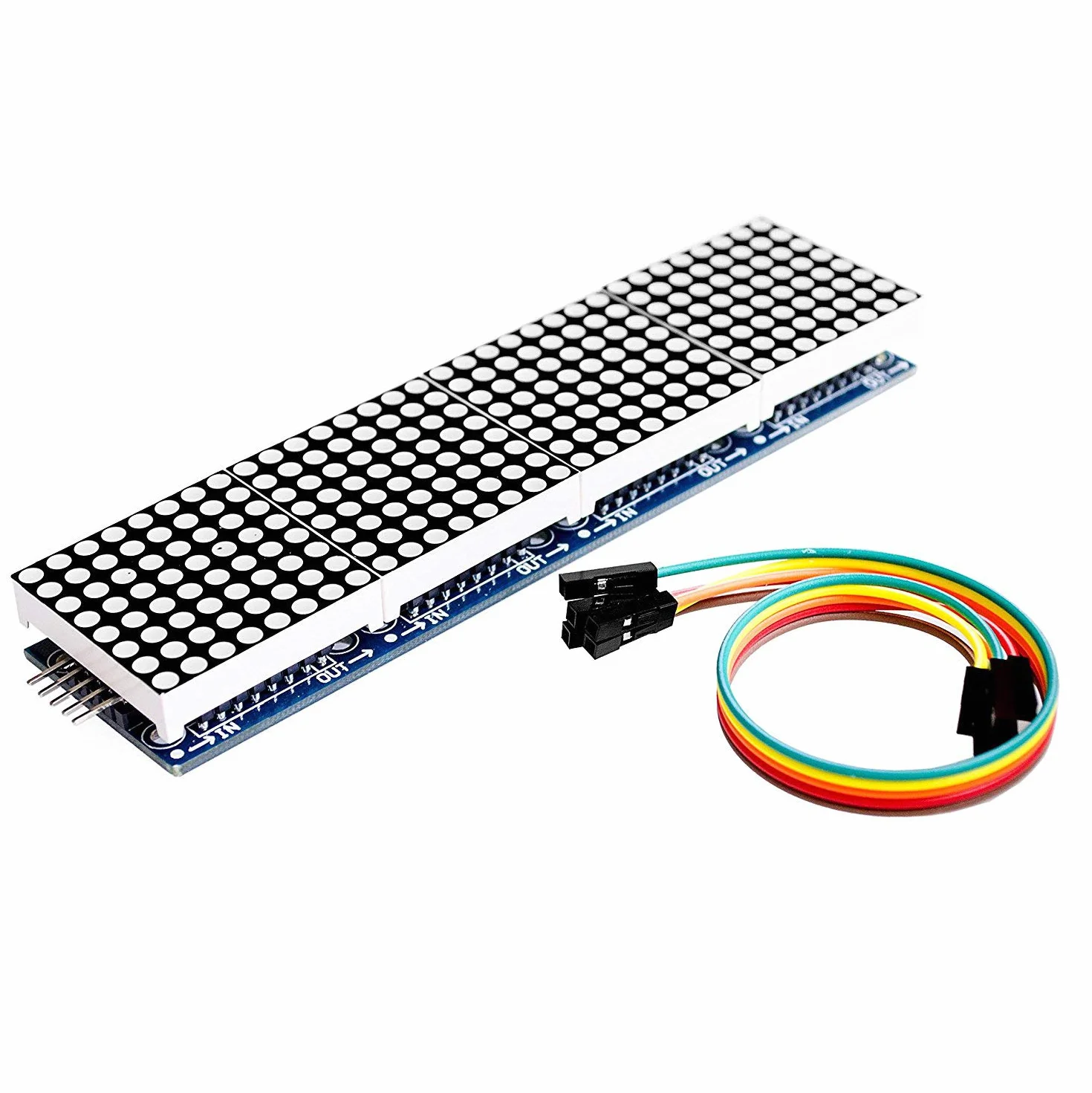 Hailege 2 szt. 8x8 Dot Matrix LED Module Four in One Dot Matrix Display for Arduino MicroController with Dupont Wire