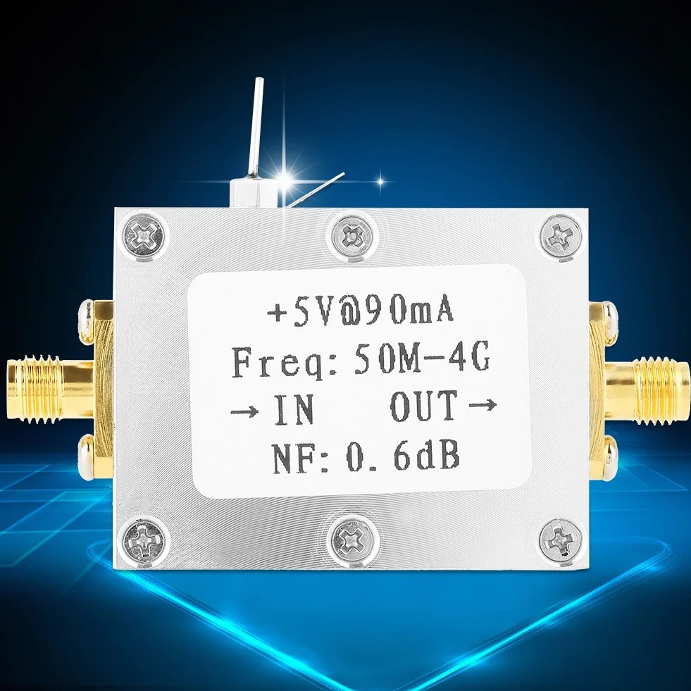 Wzmacniacz o niskim poziomie hałasu, moduł radia Ham wzmacniacz RF z typowym szumem 0,6 dB wzmacniaczem radiowym LNA do 50 M-4 GHz NF=0,6 dB RF FM HF VHF/UHF radio szynowe -110 dBm 1 szt.