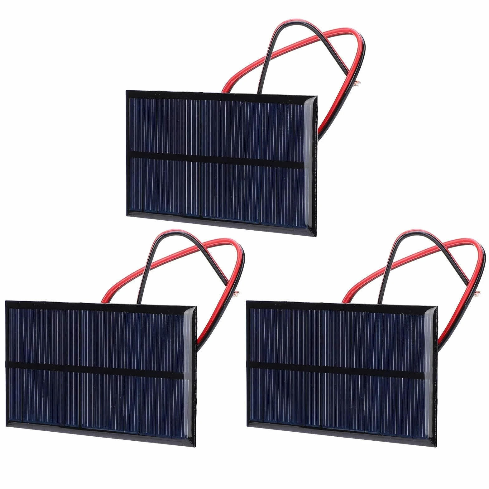 3szt Panel słoneczny Moduł solarny, DC 6V 1W Polikrzemowy Panel słoneczny Ogniwo Moduł mocy Ogniwo słoneczne Fotowoltaiczne z kablem 30cm