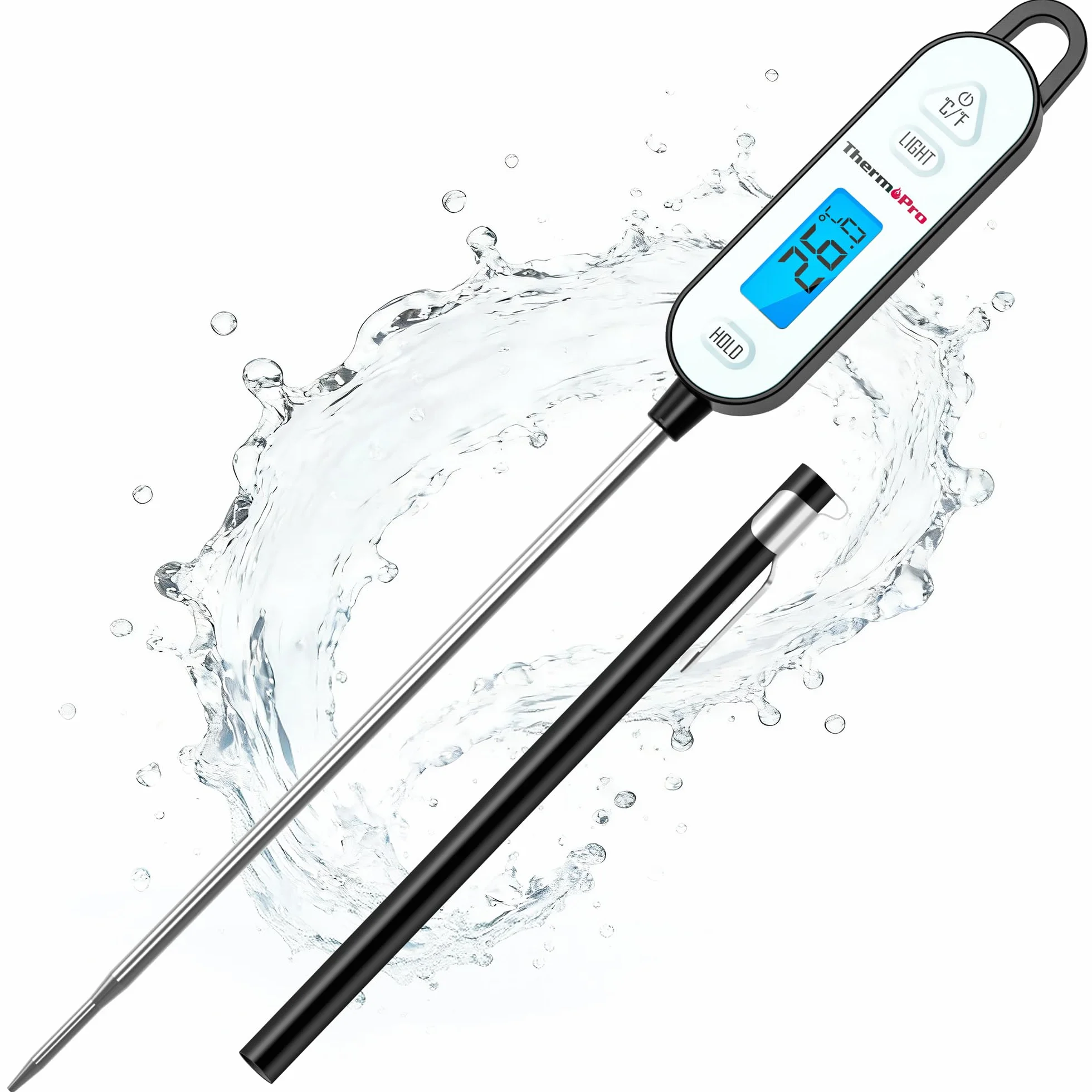 ThermoPro Cyfrowy termometr do mięsa ze składaną sondą do smażenia, wędzenia, grilla