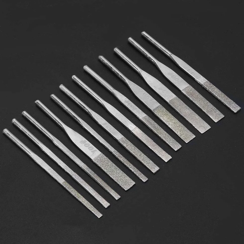 Zestaw Pilników Diamentowych 12 szt. 3 mm do Metalu Stali Szlifowania Tłokowego