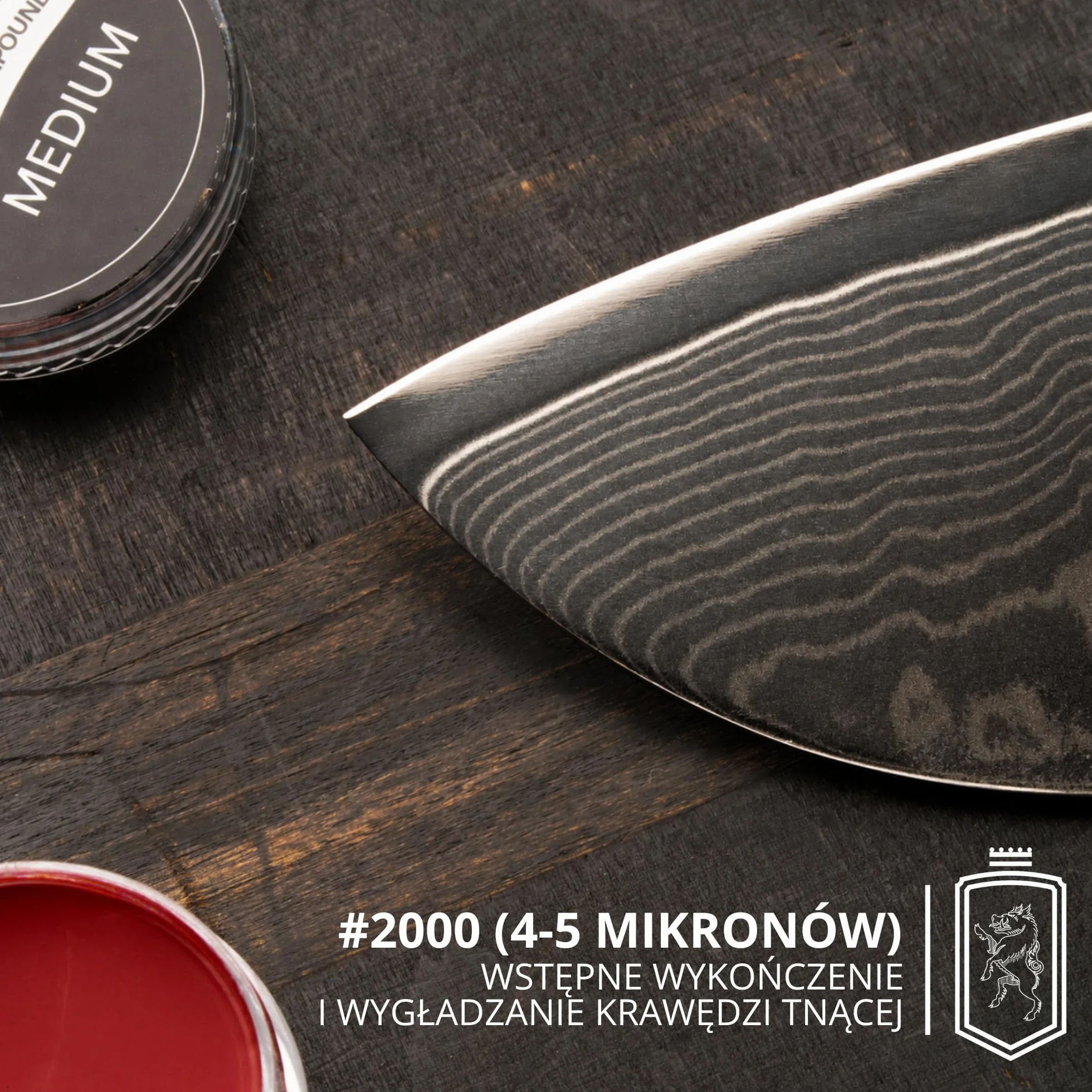 BACHER pasta do polerowania noża czerwona medium 2000 100g z aplikatorem ze skóry