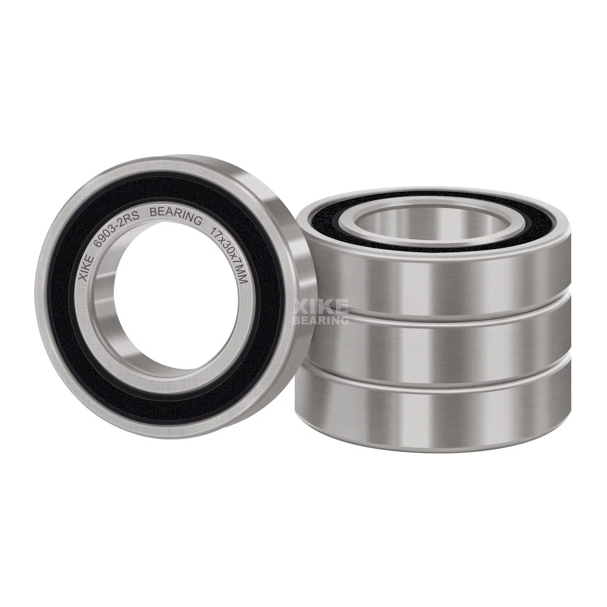 XiKe 4 sztuka 6903-2RS łożysko kulkowe 17x30x7mm, wustronne uszczelnienie gumowe i stal chromowa, 6903RS uszczelnione łożysko kulkowe zwykłe