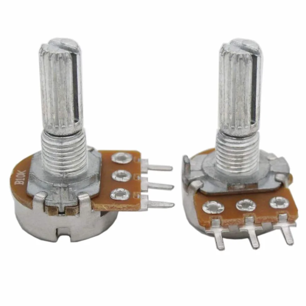 Potencjometr liniowy B10K WH148 3-pinowy obrotowy czarna zakrętka aluminiowa