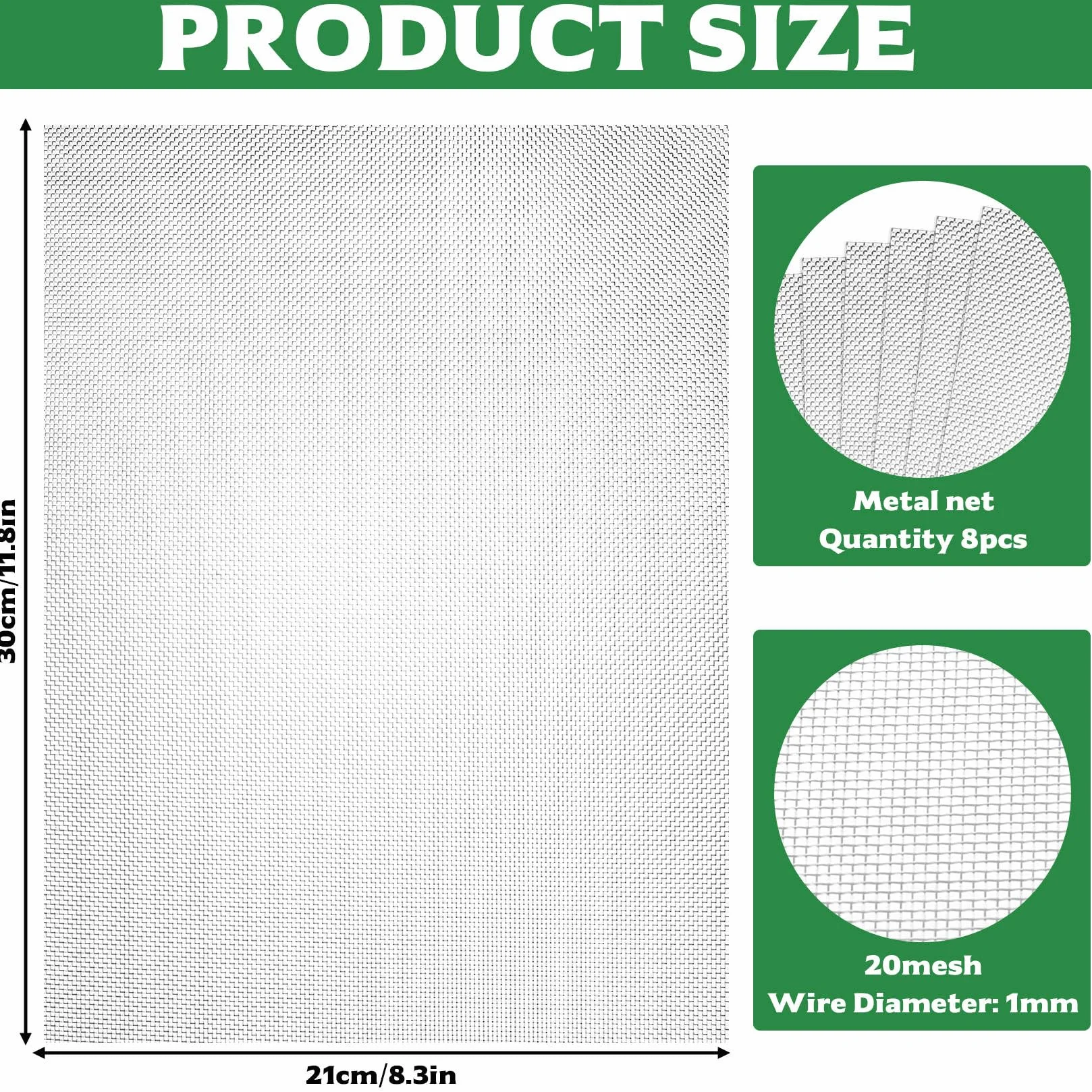 Zestaw 8 kratek drucianych 30 x 21 cm (20 mesh) – cienka perforowana blacha do szybów wentylacyjnych, osłony szybów świetlnych, ochrony przed owadami i myszami – odporna na wysokie temperatury, łatwa
