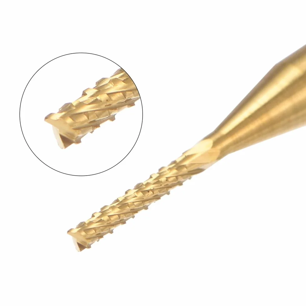 10 . tytanowy frez trzpieniowy z węglika spiekanego do grawerowania frezy CNC do maszyny PCB, chwyt 1/8 , 1,2 mm
