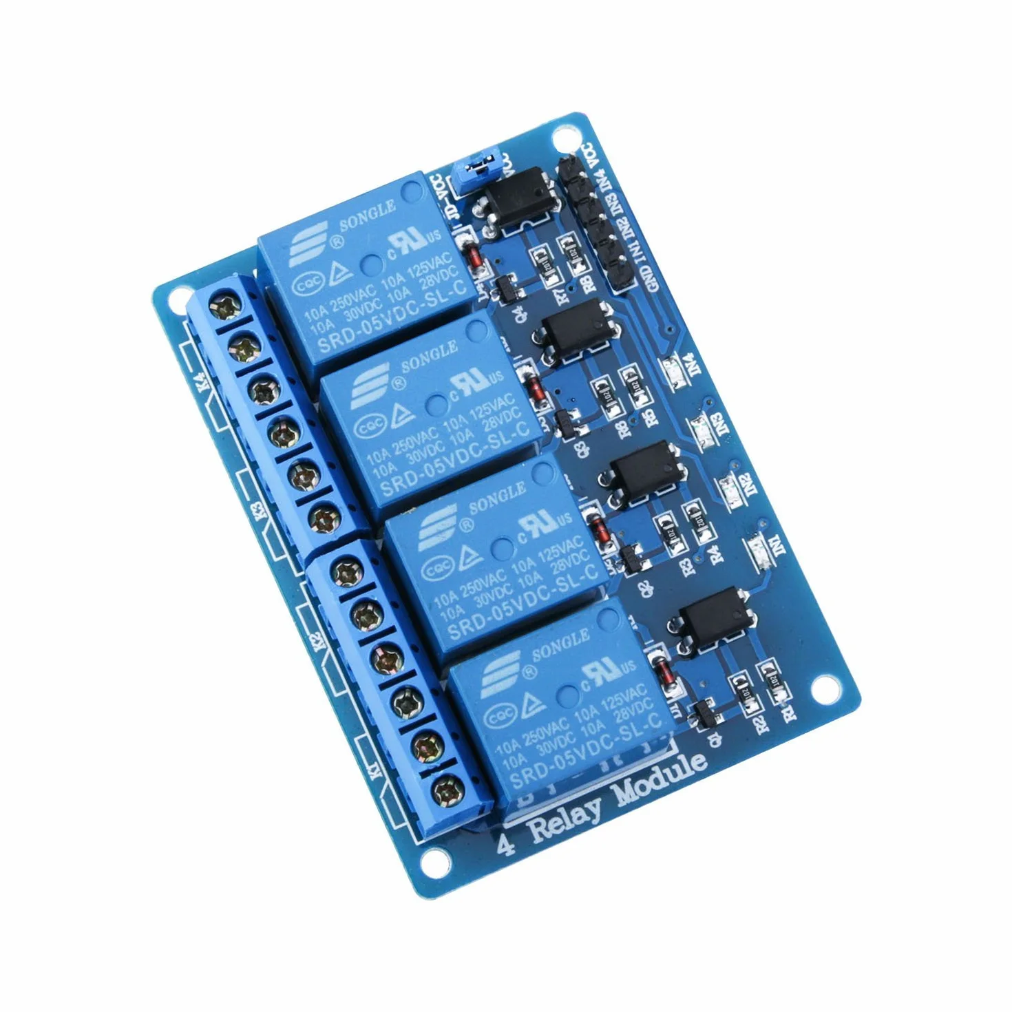 ELEGOO 4-kanałowy moduł przekaźnika DC 5 V z transoptorem do Arduino UNO R3 MEGA 1280 DSP ARM PIC AVR STM32 Raspberry Pi