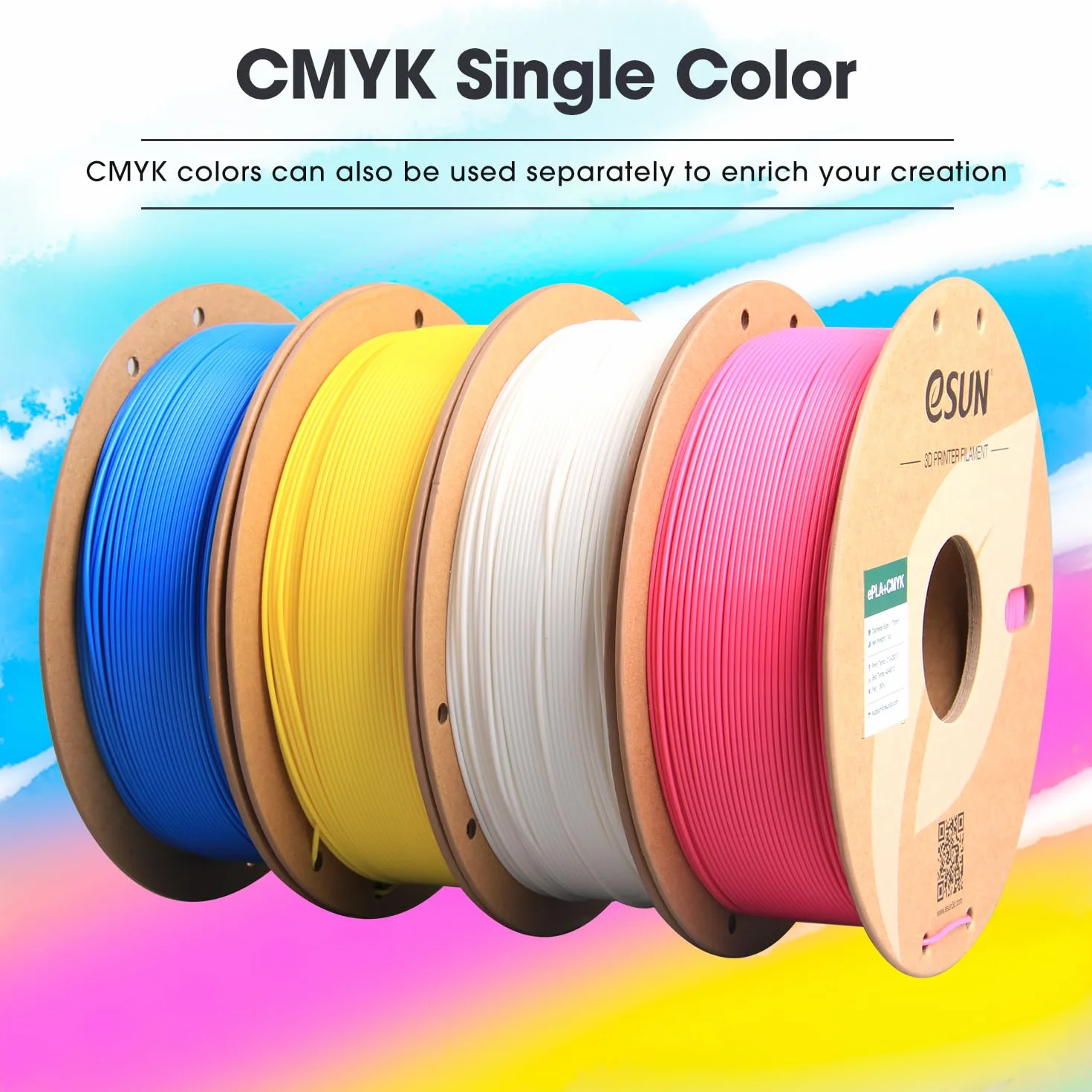 eSUN PLA+ filament 1.75mm, litofanowy filament do drukarek 3D PLA Plus, dokładność wymiarowa +/- 0.03mm, szpula 1KG (2.2 LBS) filament CMYK do drukarek 3D FDM (Biały, 1KG)