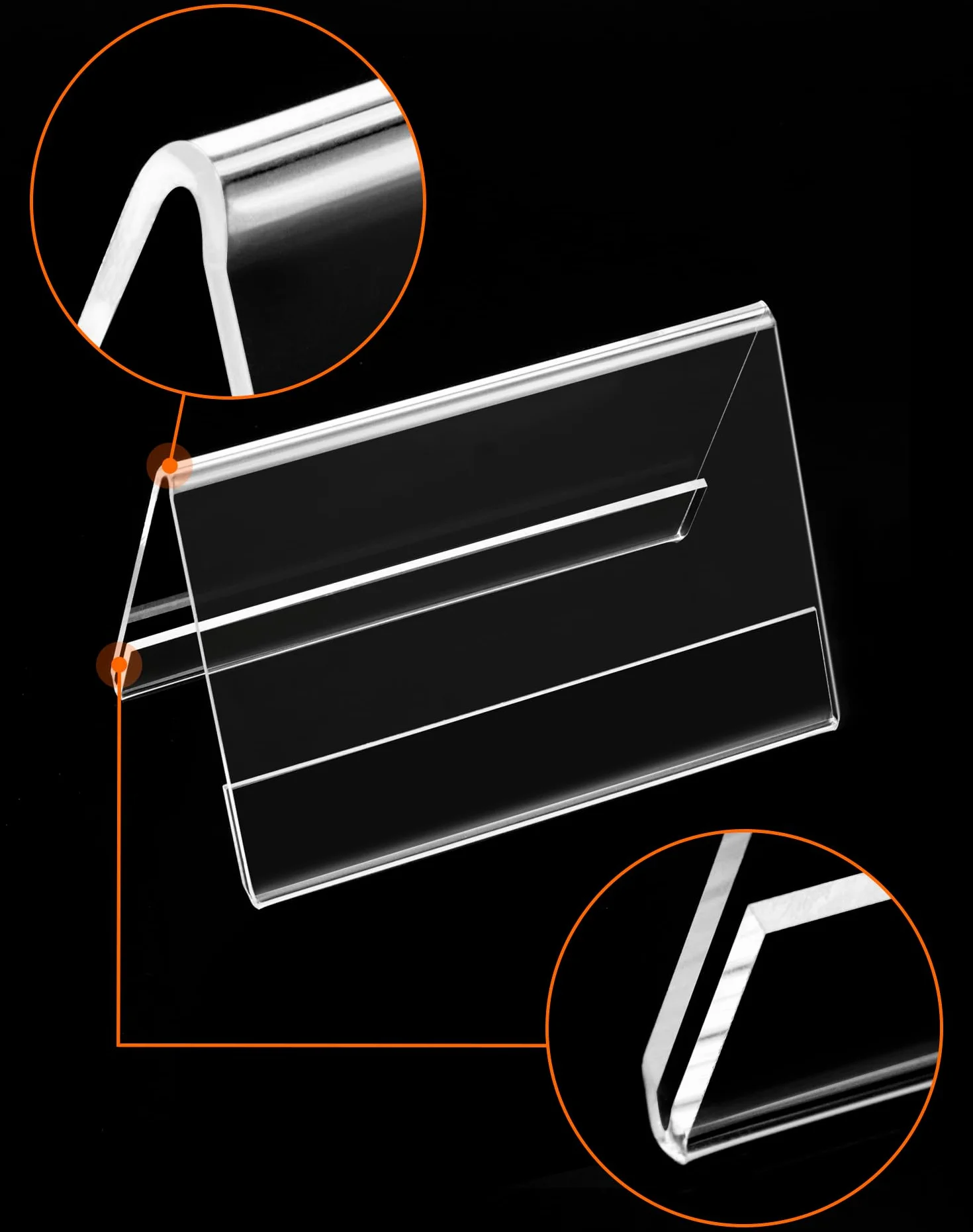 QWORK® 10 sztuk, akrylowy stojak na tabliczki stołowe o wymiarach 10 x 6 cm, pogrubiony kształt dachu o grubości 2 mm Dwustronny ekspozytor stołowy na plakietkę z nazwą i ceną