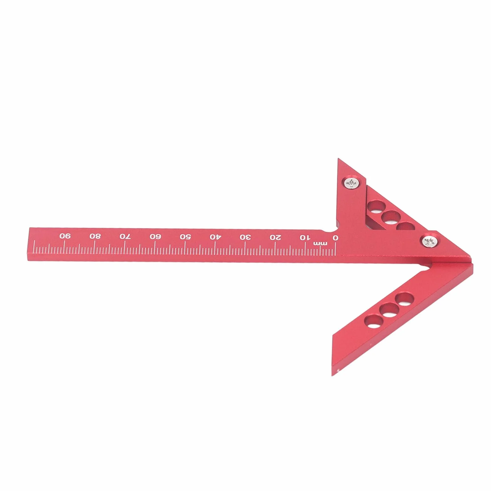 Aluminiowy Kątownik 45 Stopni, Wskaźnik Pisania do Obróbki Drewna, 100mm, ze Stopu, Linia Środkowa, Skrybowanie 45 i 90 Stopni