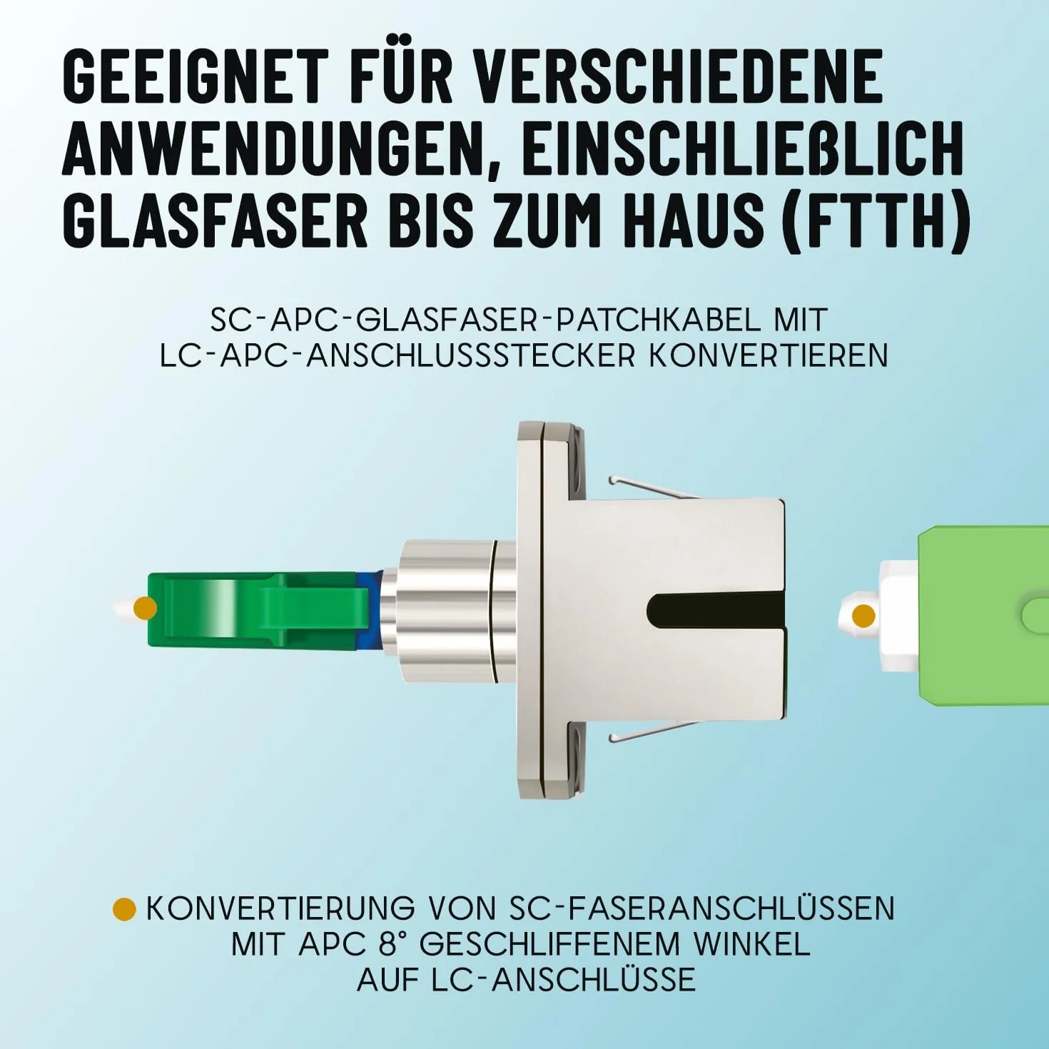 Adapter z włókna szklanego, gniazdo SC/APC na wtyczkę LC/APC