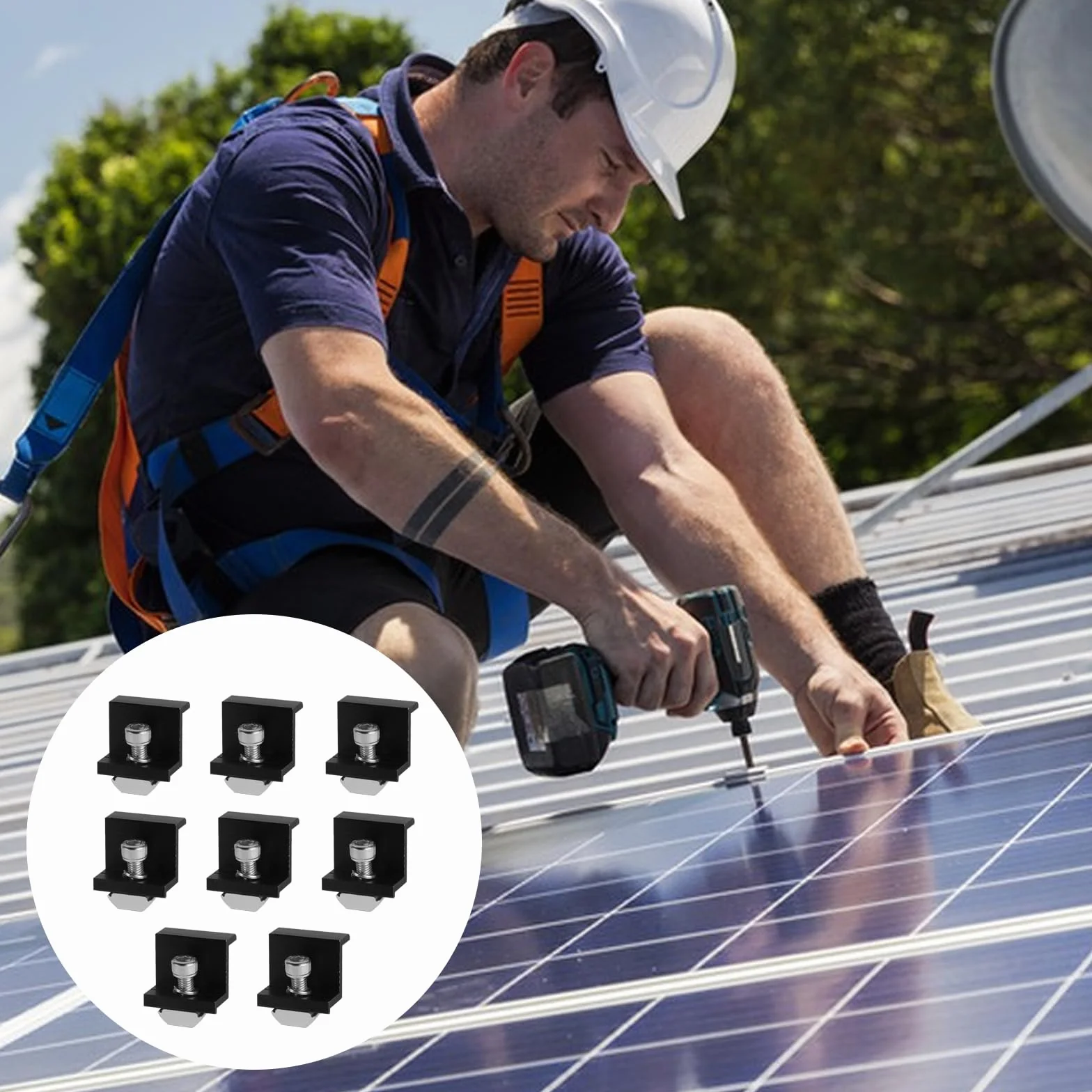 8 szt. uchwytów do paneli słonecznych, 30 mm, uchwyt do modułu solarnego, zaciski końcowe, uchwyty do paneli słonecznych PV, uchwyty do mocowania paneli słonecznych, uchwyt płaski, uchwyt Z do panelu