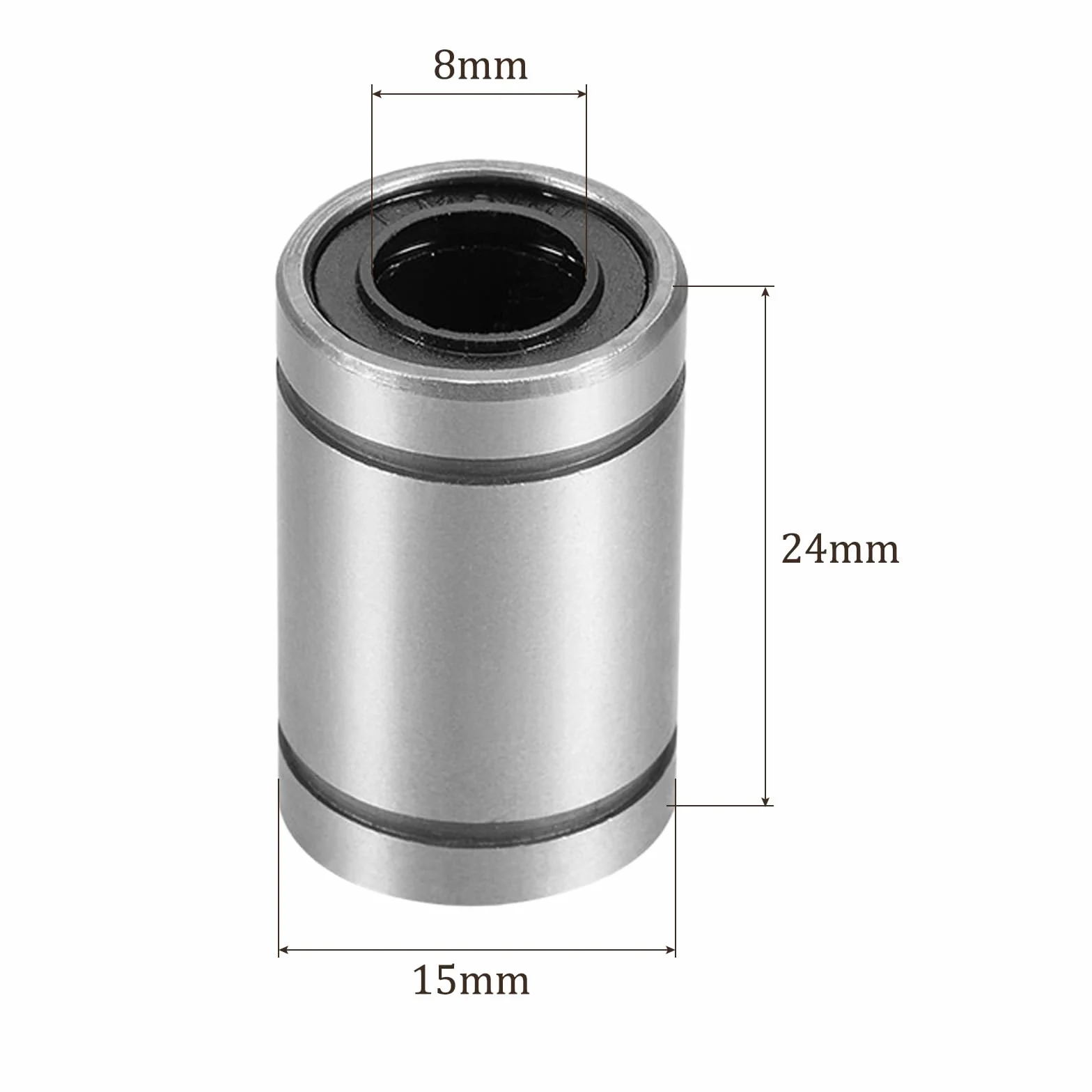 LM8UU liniowe łożyska kulkowe, 4 sztuki, [8 mm x 15 mm x 24 mm], stalowe łożysko liniowe do maszyn CNC, maszyn pakujących, drukarek 3D, zastosowanie