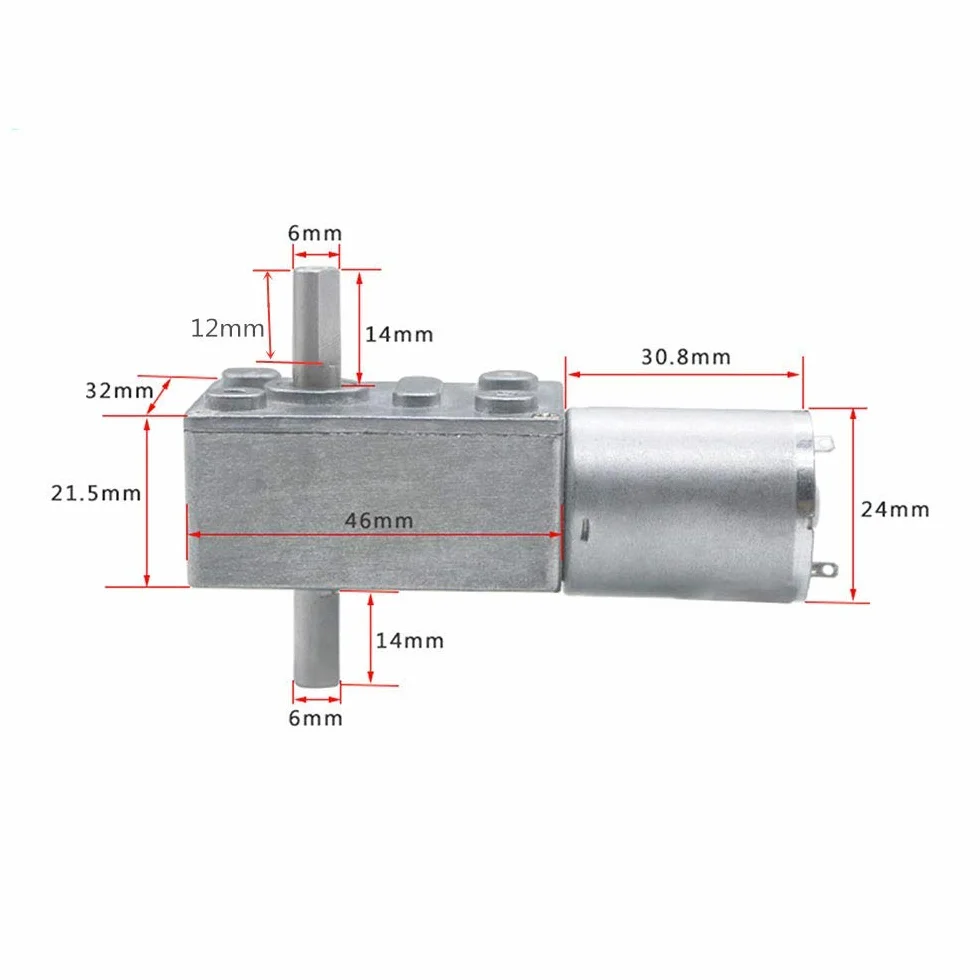 DollaTek JGY-370 DC 12V 150RPM Podwójny wał przekładnia ślimakowa motoreduktor samoblokujący
