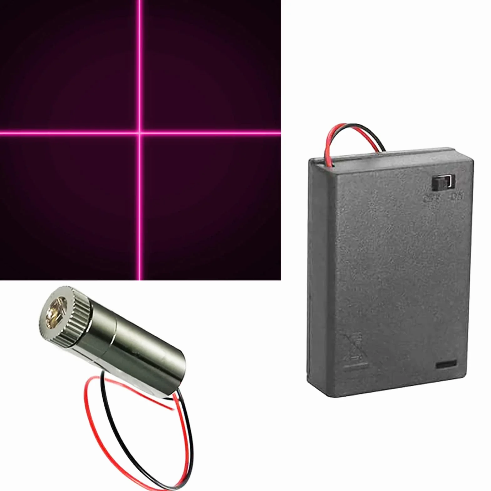 CTRICALVER 1 sztuki 405nm 3-5V liliowy laserowy moduł diody w/kierowca tworzywo sztuczne obiektyw + 1 uchwyty na baterie AA