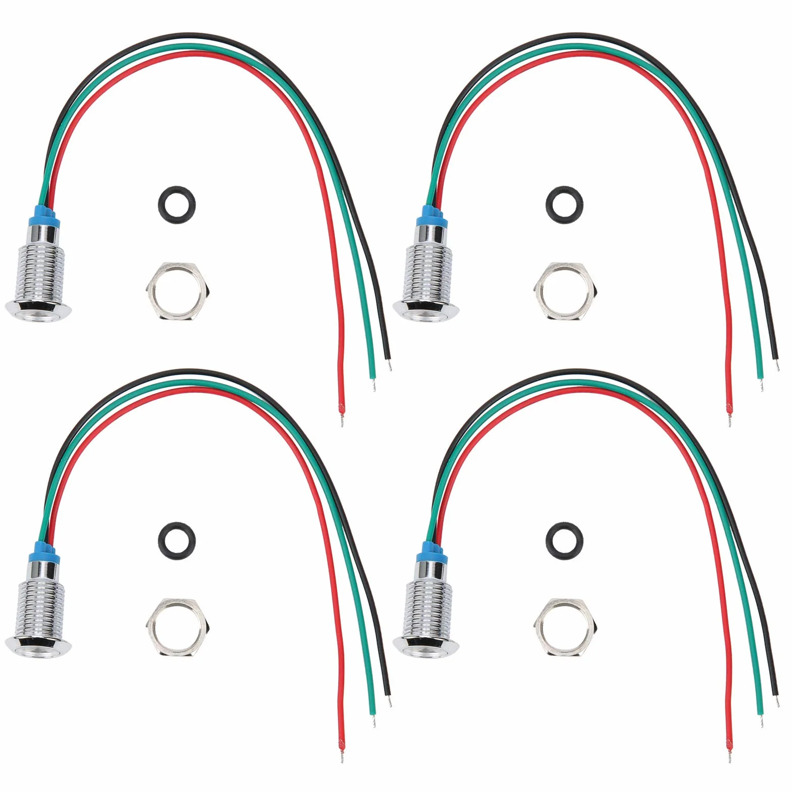 Okrągłe Diody LED z Okablowaniem, 4 Zestawy Lampka Kontrolna LED 10 Mm 12 V do 24 V Podwójne Kolory Wspólna Katoda Wstępnie Okablowana Lampka Kontrolna LED (reg, Domowe żarówki LED (czerwony zielony)