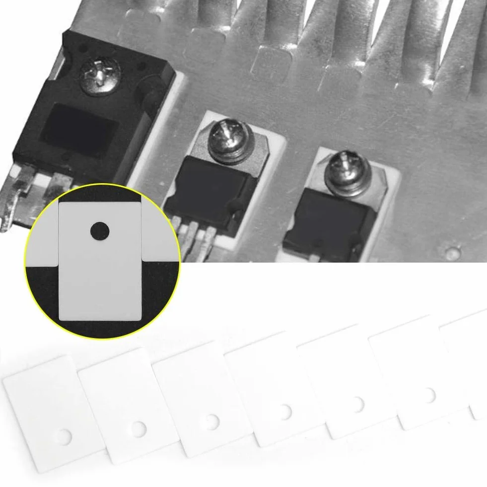 100 Sztuk Podkładka Izolacyjna To-220 14X20X1 Mm Ceramiczna Folia Z Tlenku Glinu, Wysoka Odporność Na Temperaturę I Izolacja Elektryczna Dla Tranzystora Mos, Igbt, Chłodzenie Radiatora, Otwór 3,2 Mm