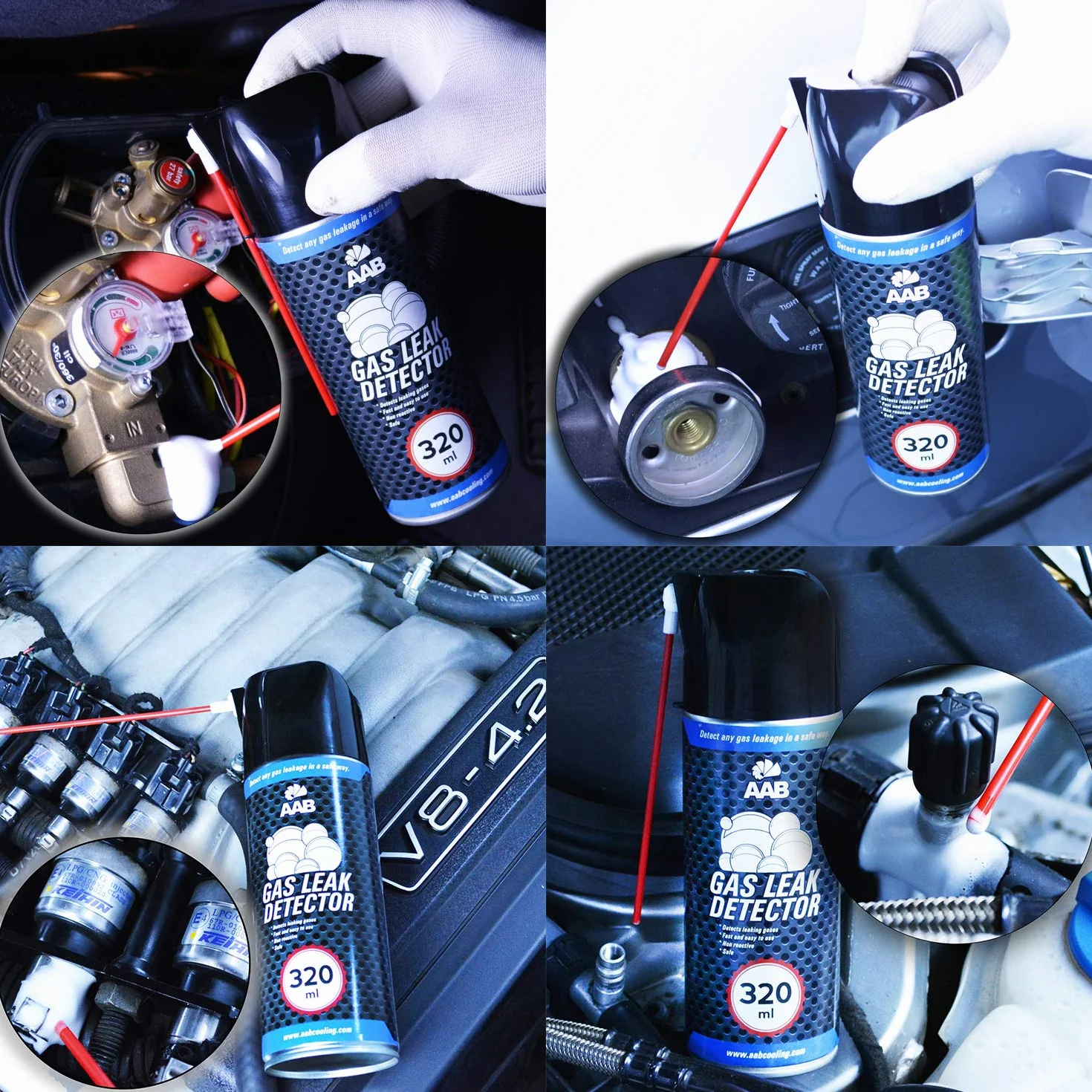 AABCOOLING Gas Leak Detector 320ml - Tester Szczelności, Wykrywacz Wycieku Gazu, Spray do Wykrywania Nieszczelności