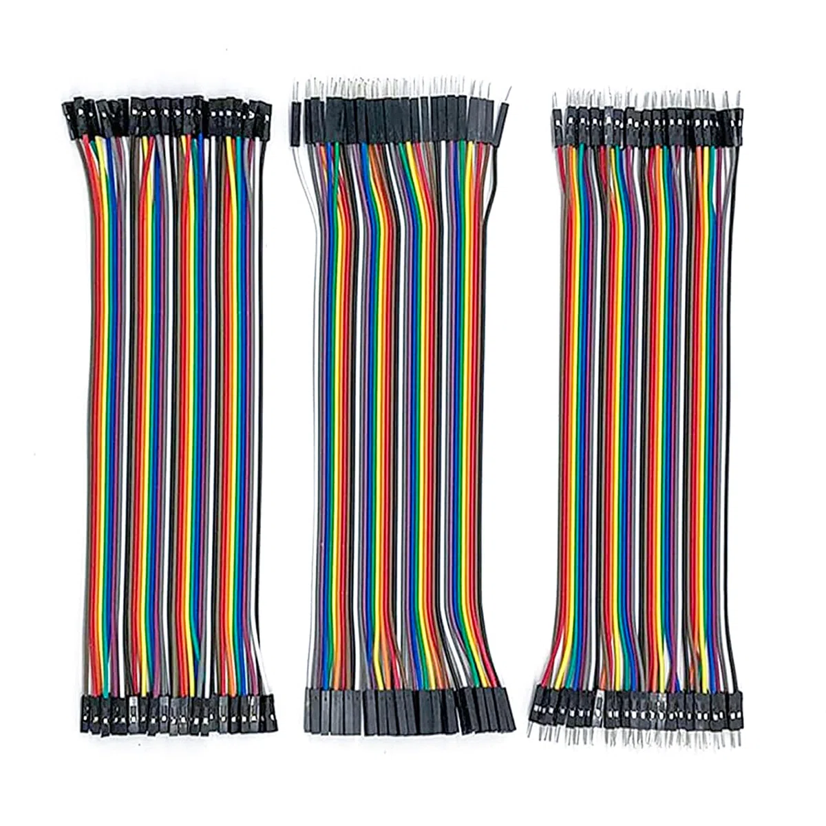 120 Pin Dupont Jumper Wires, 20cm wire length (40Pin Male to Female, 40Pin Male to Male, 40 Pin Female to Female), with Arduino and Raspberry Pi projects (Set of 3)