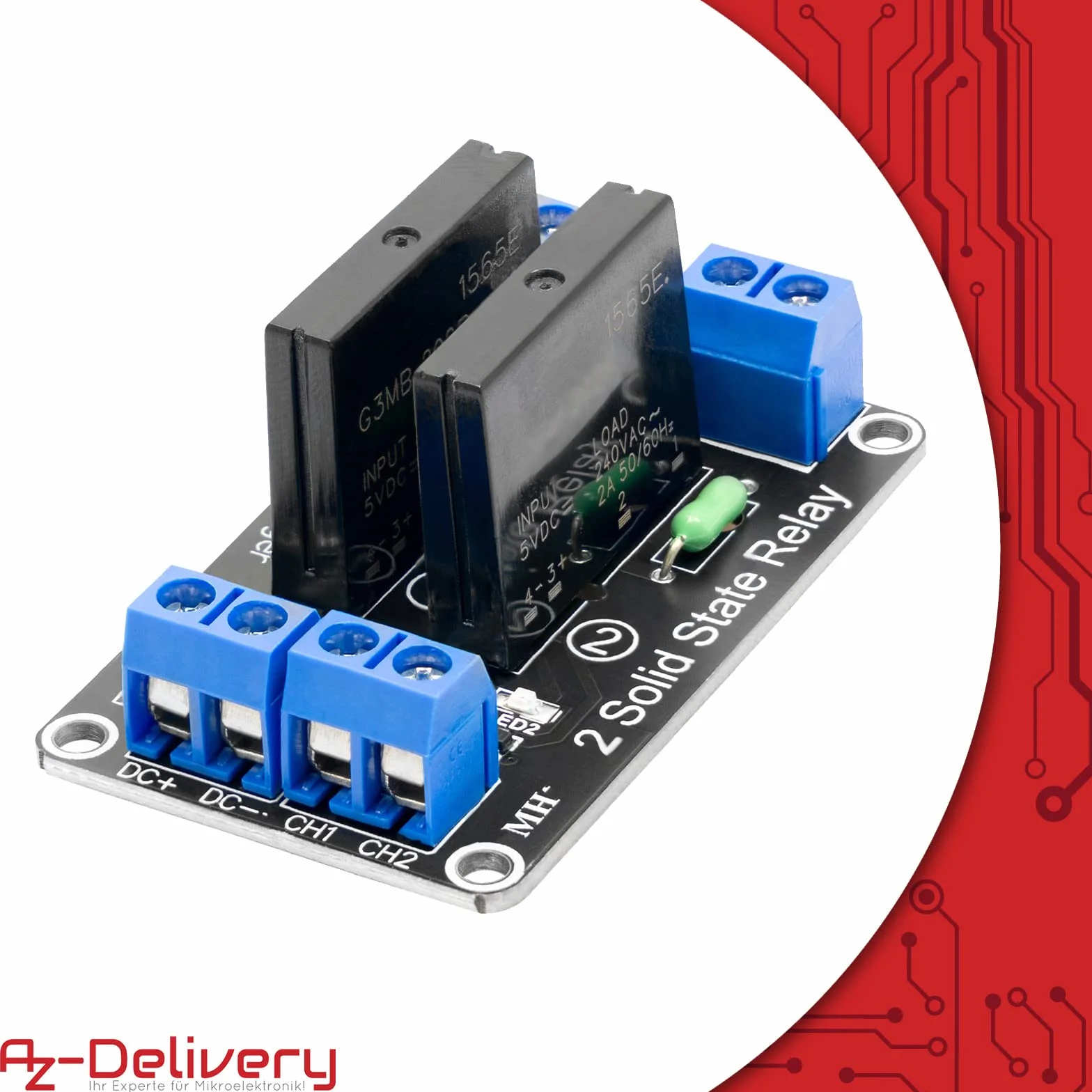 AZDelivery 3 x 2-kanałowy moduł przekaźnika 5 V DC Solid State Relais Low Level Trigger Power Switch Relais Board kompatybilny z Arduino i Raspberry Pi
