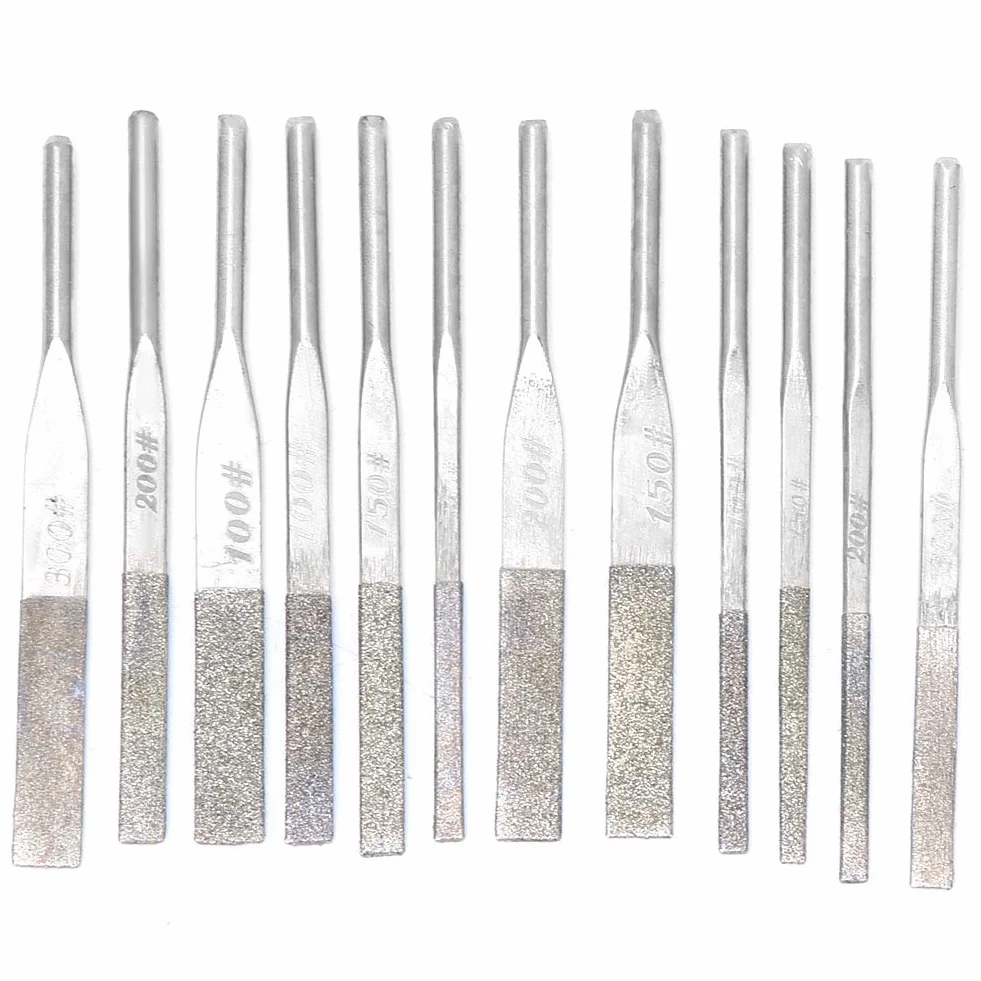 Zestaw Pilników Diamentowych 12 szt. 3 mm do Metalu Stali Szlifowania Tłokowego