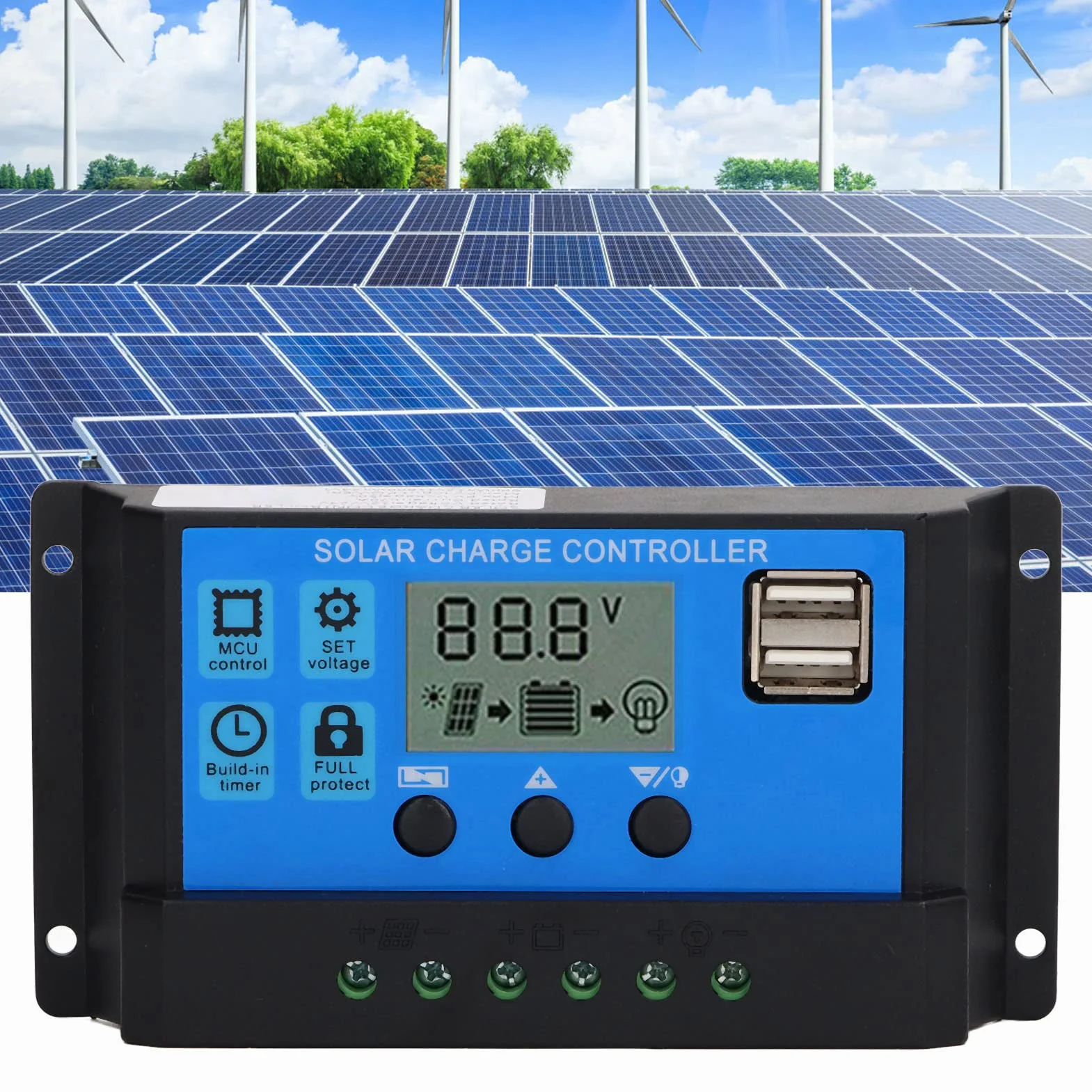 Kontroler Fotowoltaiczny PWM, 12V 24V Kontroler Panelu Słonecznego Kontroler Solarny MPPT Regulator Fotowoltaiczny Wyświetlacz LCD MPPT Solar, Kontrolery Energii (100A)