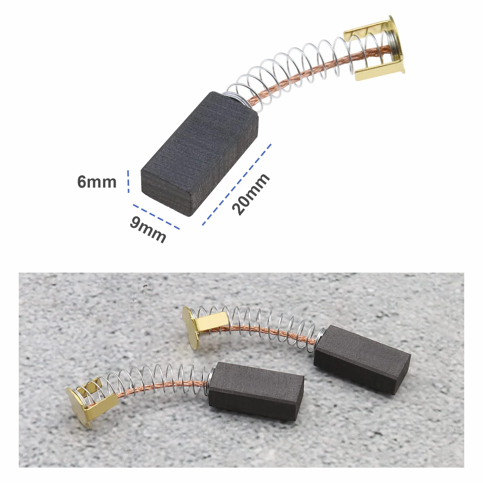 Create idea 2 pary wymiennych szczotek węglowych kompatybilnych z wymiennymi szczotkami silnika Moretti 6 x 9 x 20 mm