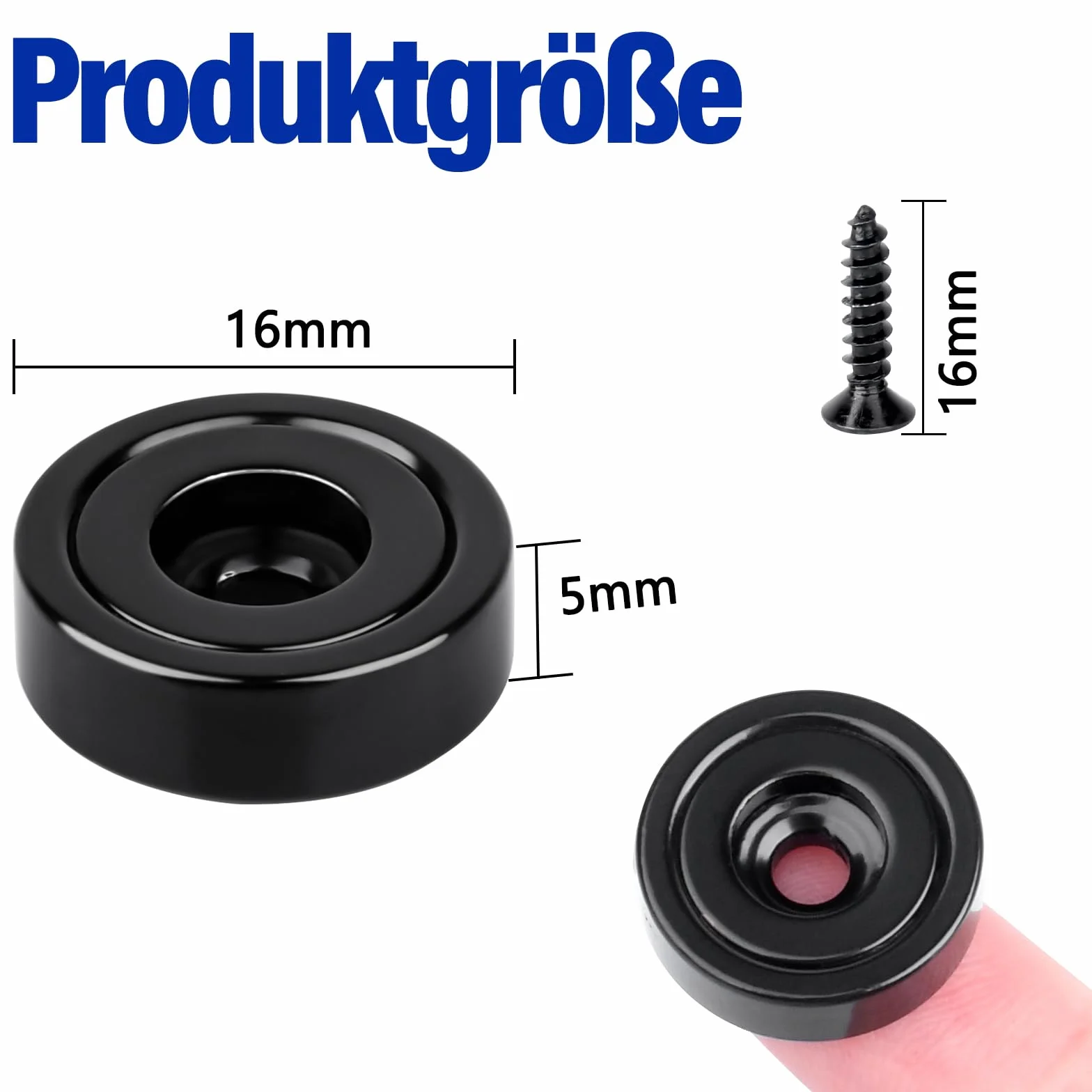 Magnesy neodymowe 16x5 mm siła 8 kg z otworem i kapsułką 10 sztuk