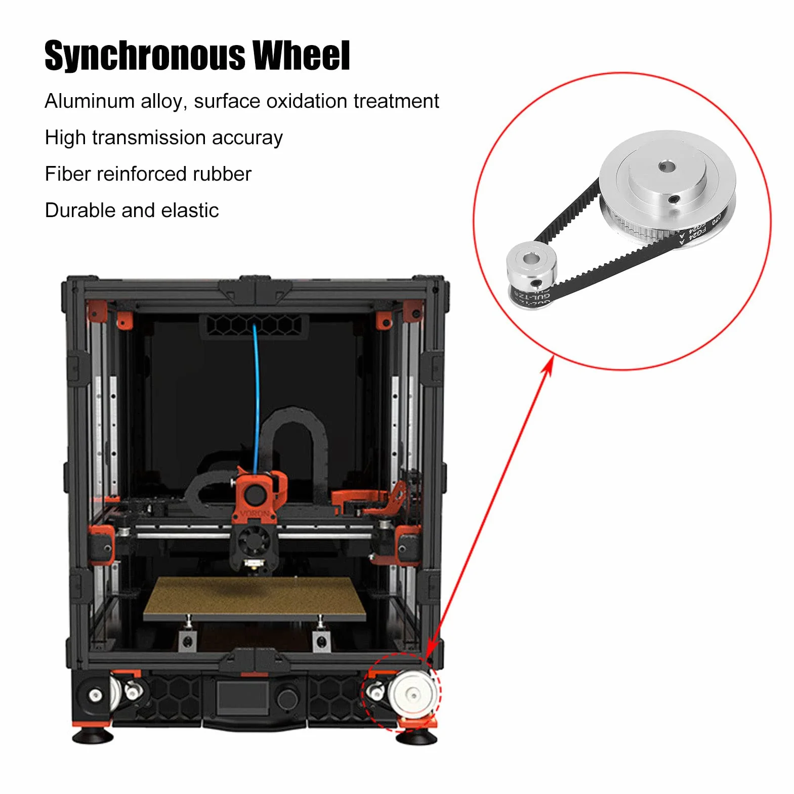 Koło Synchroniczne 60 Zębów 20mm Stop Aluminium Akcesoria Drukarek 3D