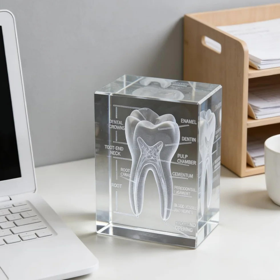 Model kryształowych zębów 3D, anatomiczne modele kryształów, precyzyjnie wytrawione modele zębów 3D, idealne dla dentystów, studentów stomatologii, dekoracja biura i wyjątkowy prezent
