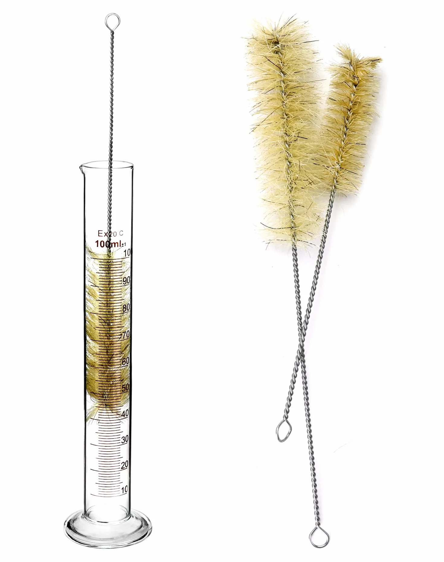 QWORK Szklany cylinder z podziałką 5 ml 10 ml 50 ml 100 ml z pipetami szczotką do probówek i prętem do mieszania