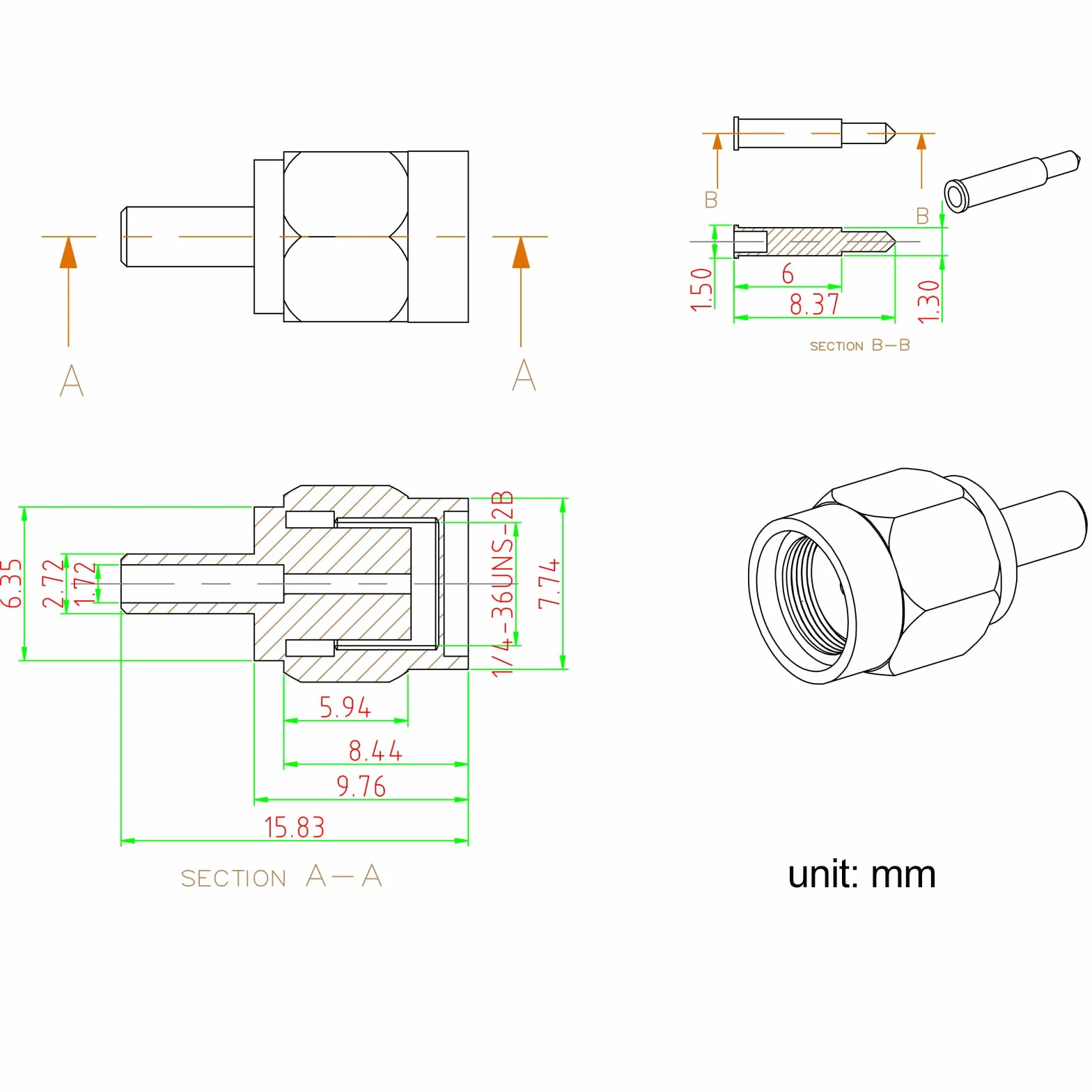 Eightwood SMA zestaw zacisków SMA do montażu magistrali SMA Connctor, 10 sztuk do RG316 RG174 RG188 LMR100 Low Loss kabel koncentryczny Pigtail WiFi 4G antena itd.