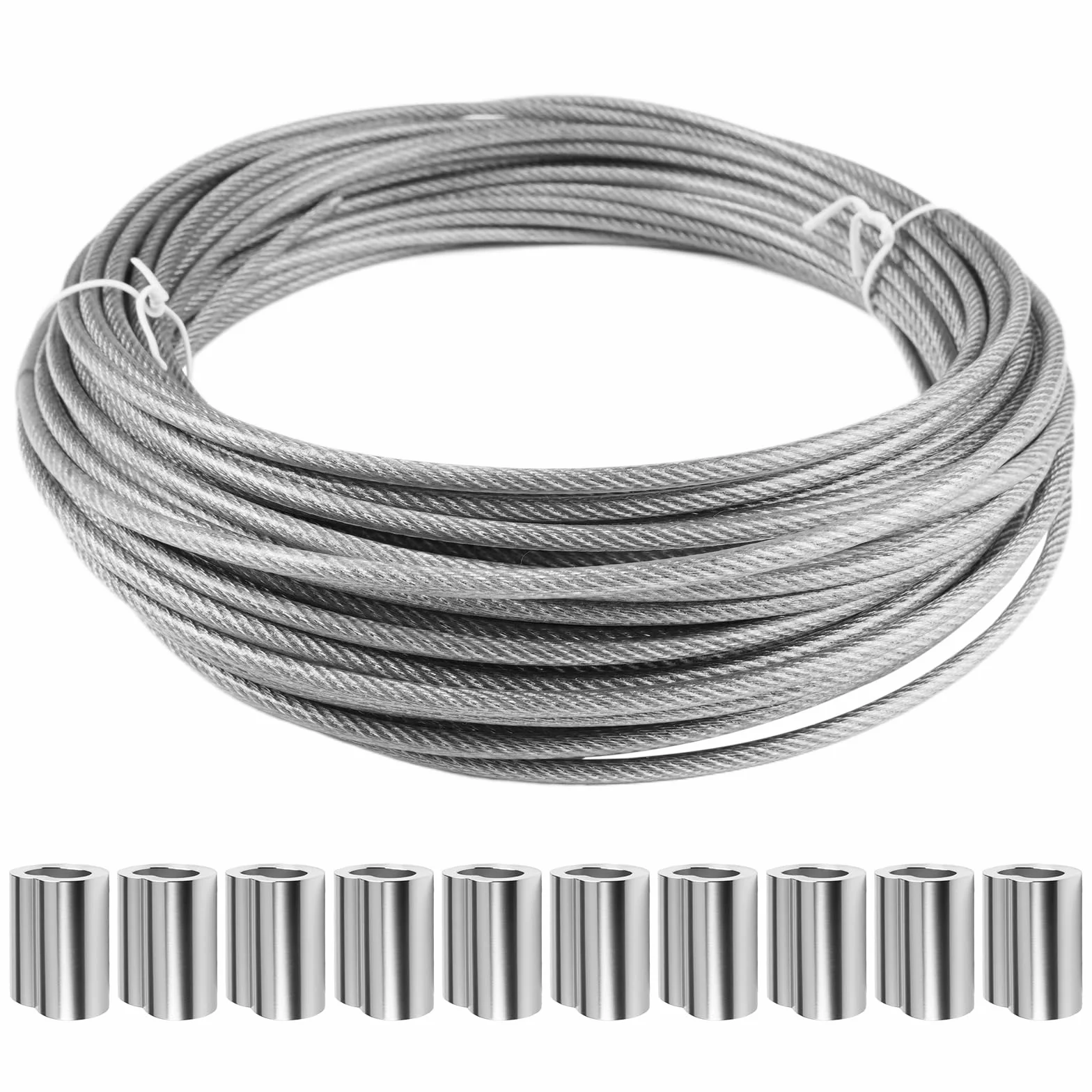 Lina stalowa ze stali nierdzewnej 18 m/ 3 mm, 7 x 7 rdzeni linka ze stali nierdzewnej 3 mm, linka stalowa osłona, lina ze stali nierdzewnej, zestaw linek drucianych, do ogrodzenia, wiszenia, firanek