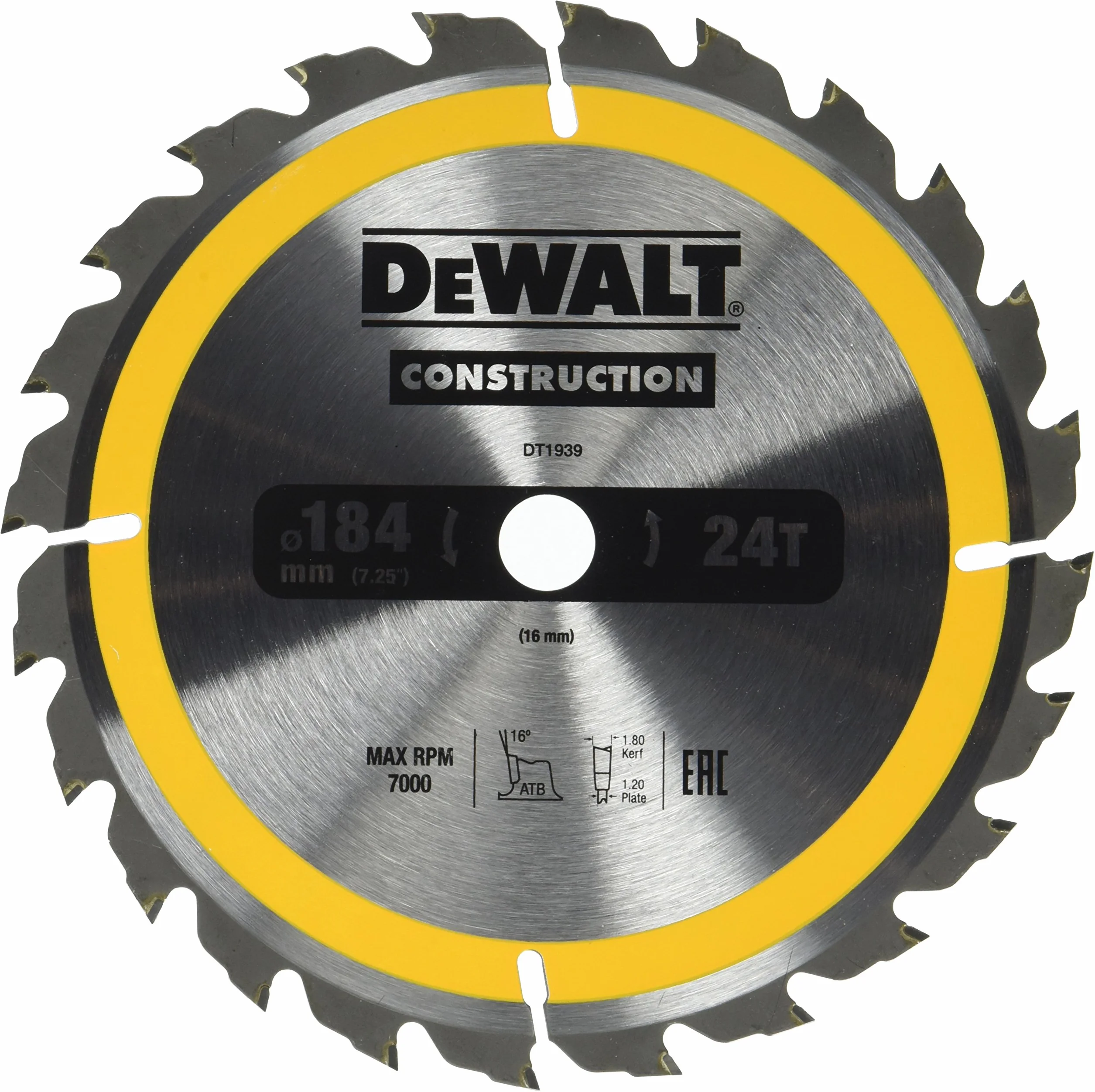 Piła Tarczowa z Widią 184mm x 24z x 16mm DT1939 DeWalt